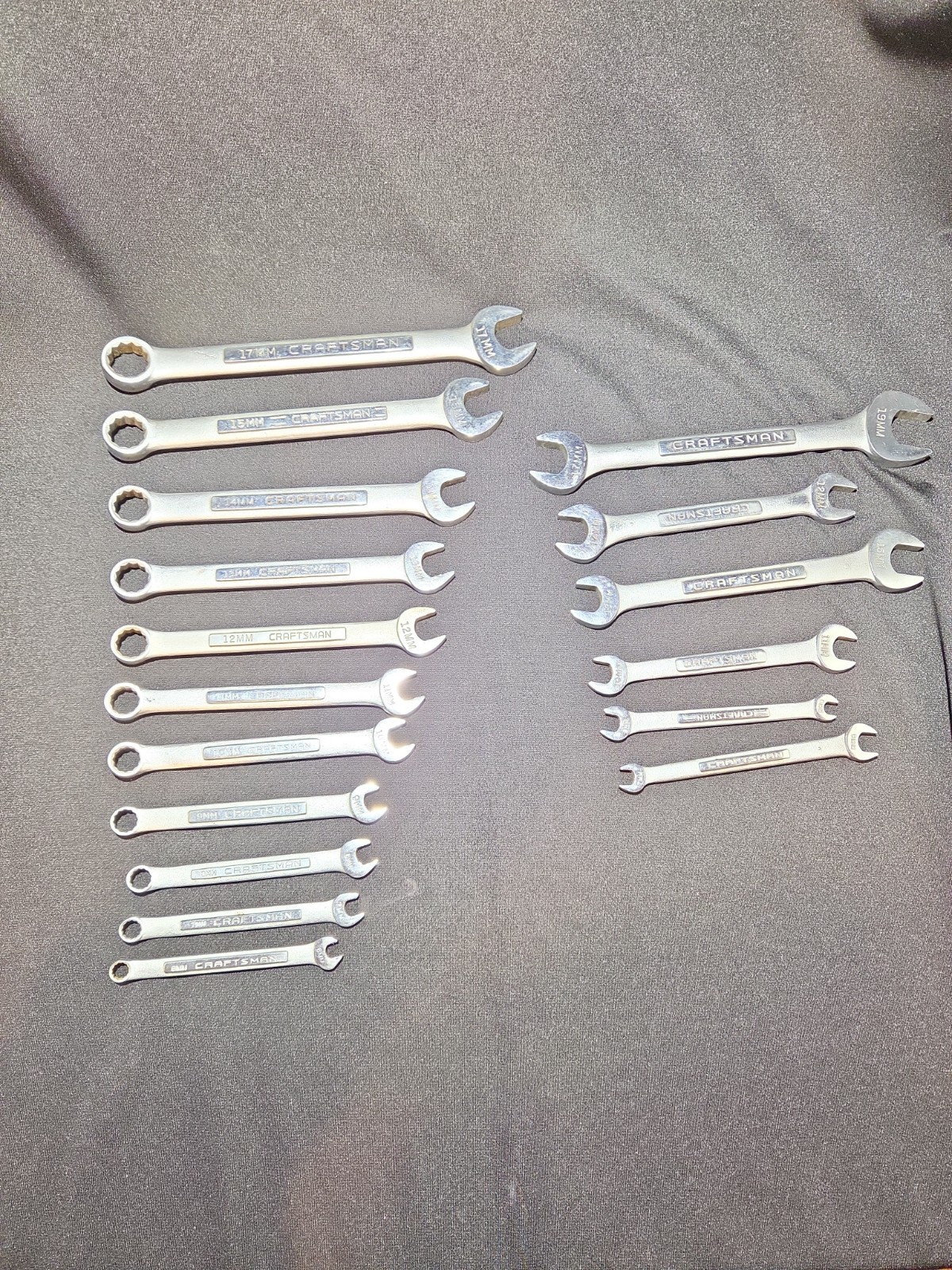 Craftsman Metric Comb 12pt Wrench Set 11 Pieces, 6 Open End Wrenches 17 Pc Total