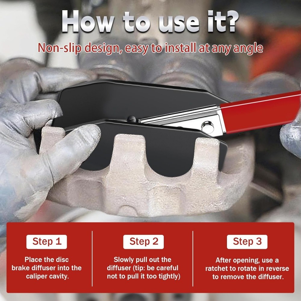 360° Ratchet Brake Piston Wrench Portable Spreader Caliper Pad Install Tool Red