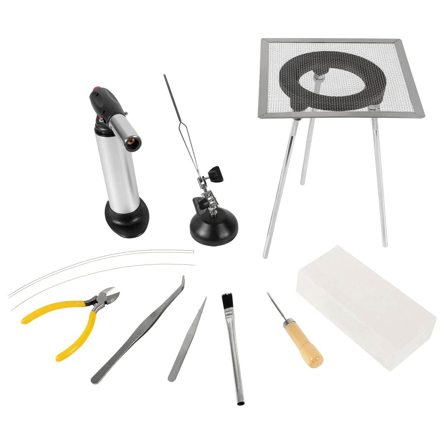 Jewelry Soldering Kit w/ Butane Torch,Third Hand,Tripod for Beginner Silversmith