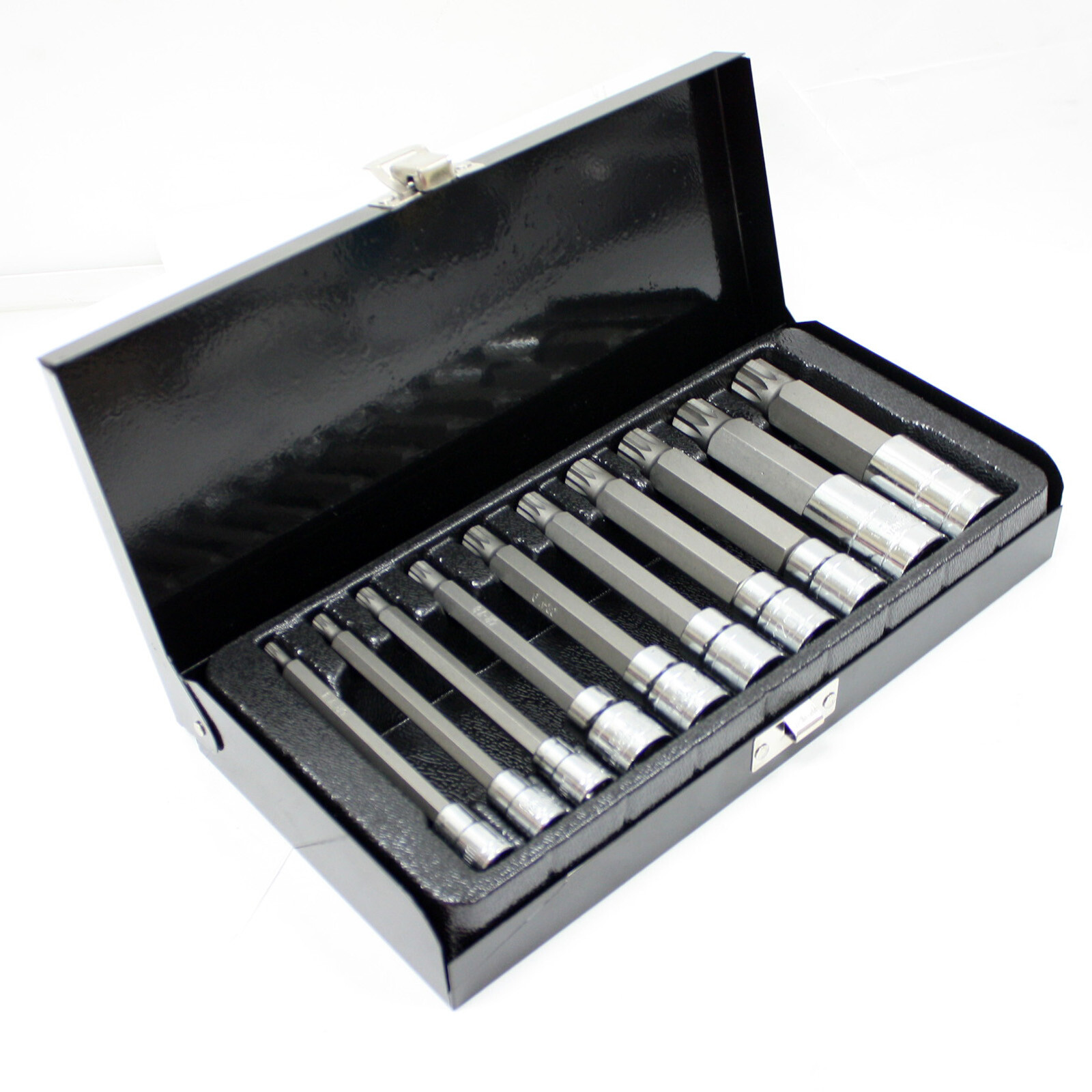 10PC XZN Triple Square 4″ Long Spline Bit Socket Set Metric Tamper-Proof Cr-V