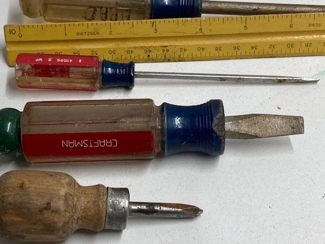 Vintage Lot of 6 Craftsman + Stanley Screwdrivers 3 Flat 3 Phillips Exta Short