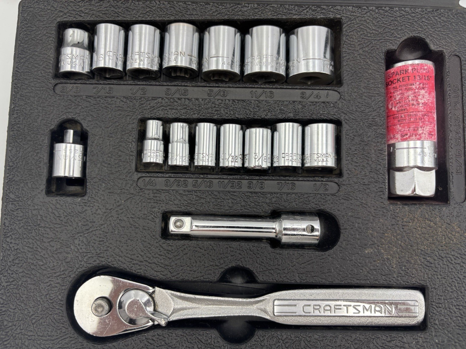 Lot Vintage Craftsman 9-33234 18pc Socket Wrench Set + 9-65293 Drive Metric Set