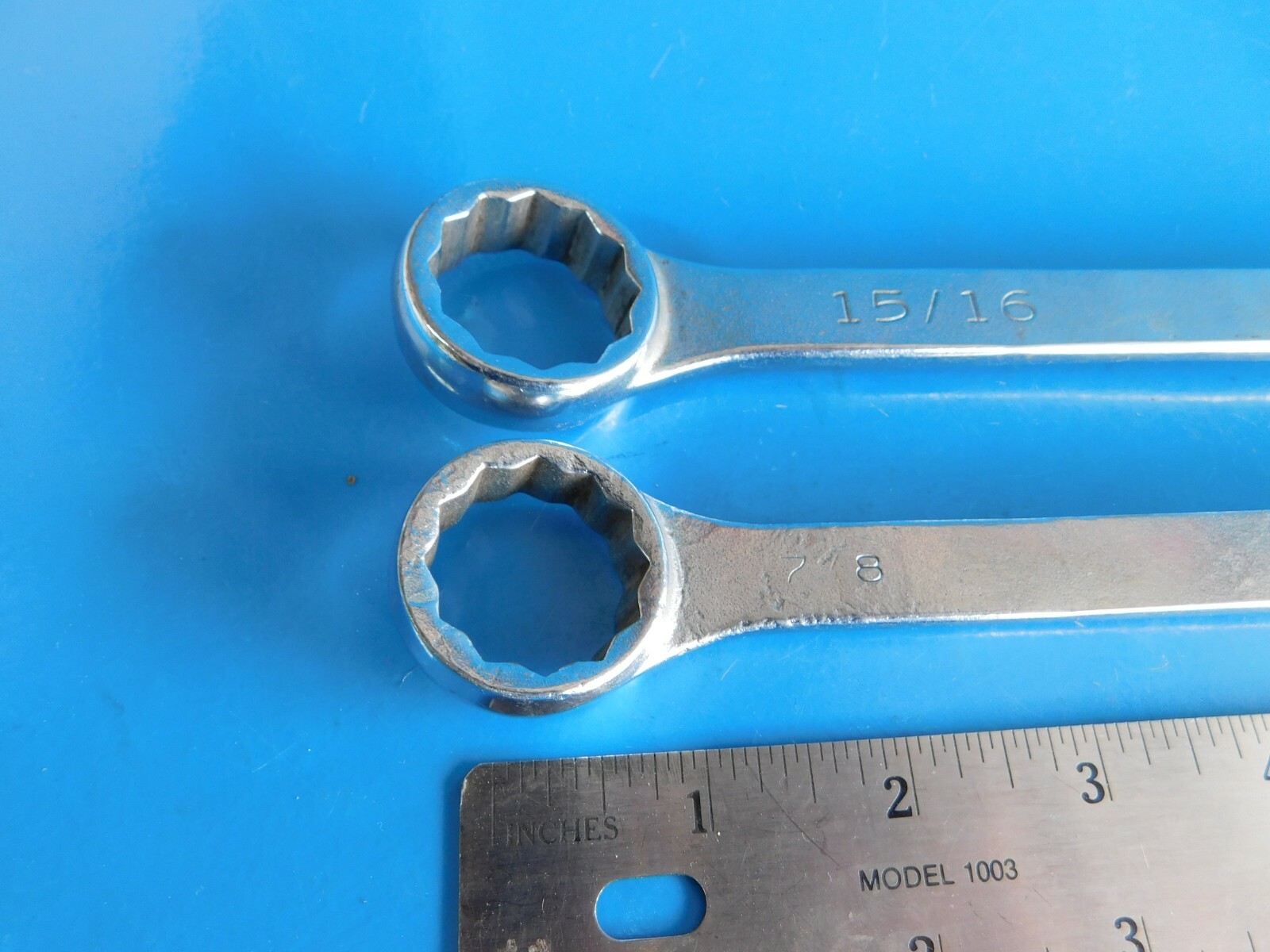 USED, MAC TOOLS (3/4X7/8 IN. & 13/16X15/16 IN.) LONG OFFSET BOX WRENCHS,LOT OF 2