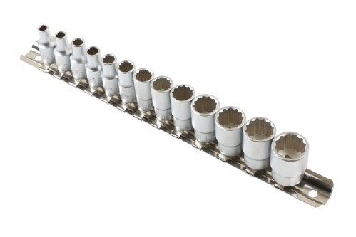 Double Cut 12 Point Bi-Hex Standard Socket Set 1/4″Drive 13pc 4mm – 14mm