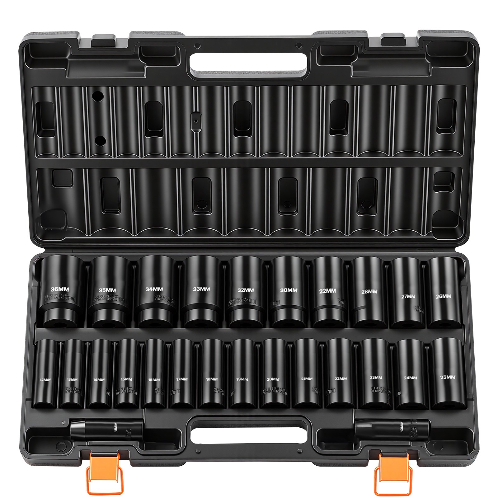 Uimoso 26-Piece 1/2″ Drive Impact Socket Set with 6-Point Design and Case