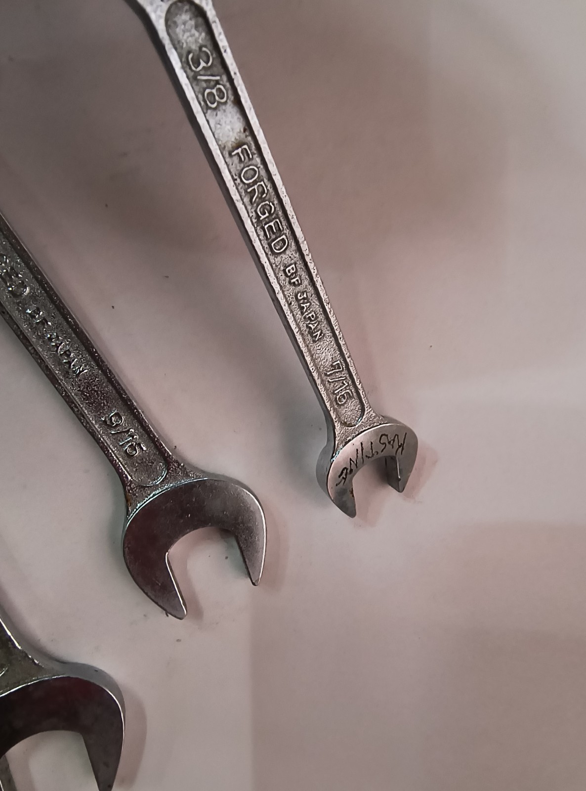 Vtg SEARS 4pc Open End Wrench Set Japan 11/16×3/4, 9/16×5/8, 1/2×9/16, 3/8×7/16