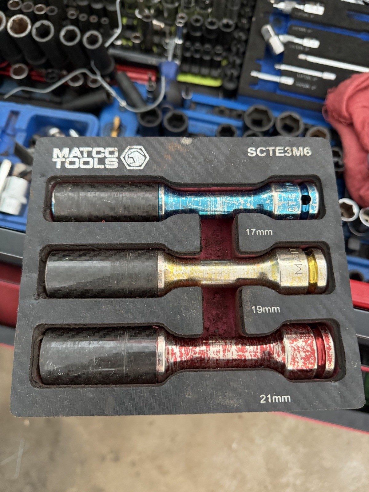 Matco Non Scratch Wheel Lug Socket Set 21mm 19mm 17mm 1/2 Inch Drive