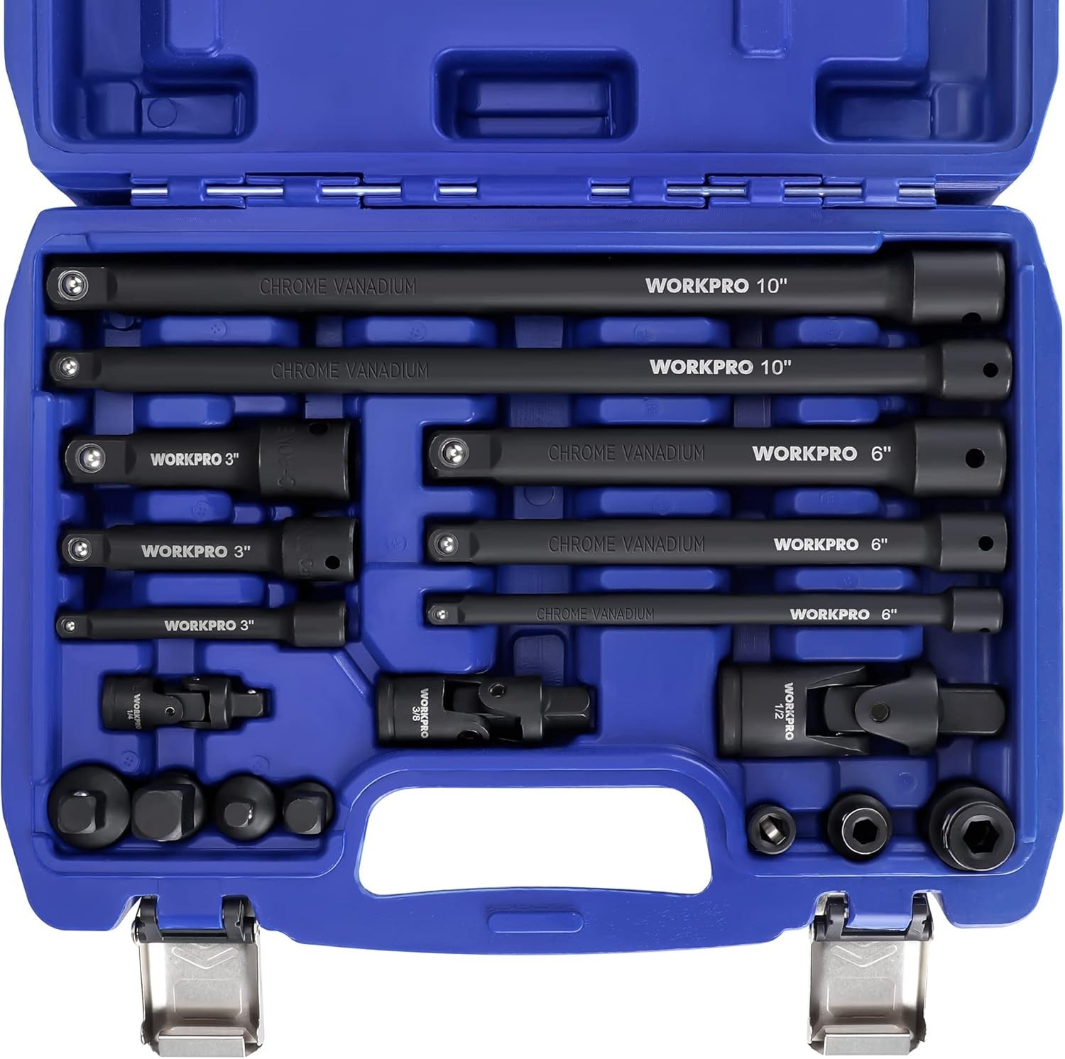 Versatile 18-Piece Impact Socket Extension Kit with Easy Identification Storage