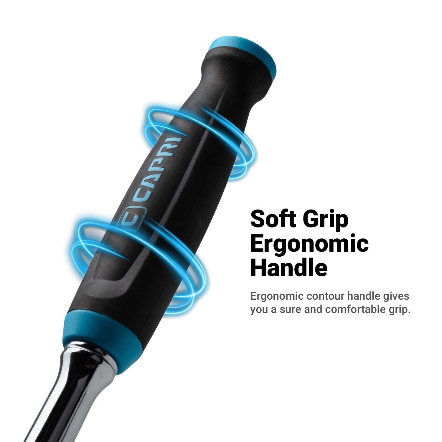Extra Long 1/4″ Drive 90-Tooth Ratchet Wrench, Ergonomic Soft Grip, 12″ Length