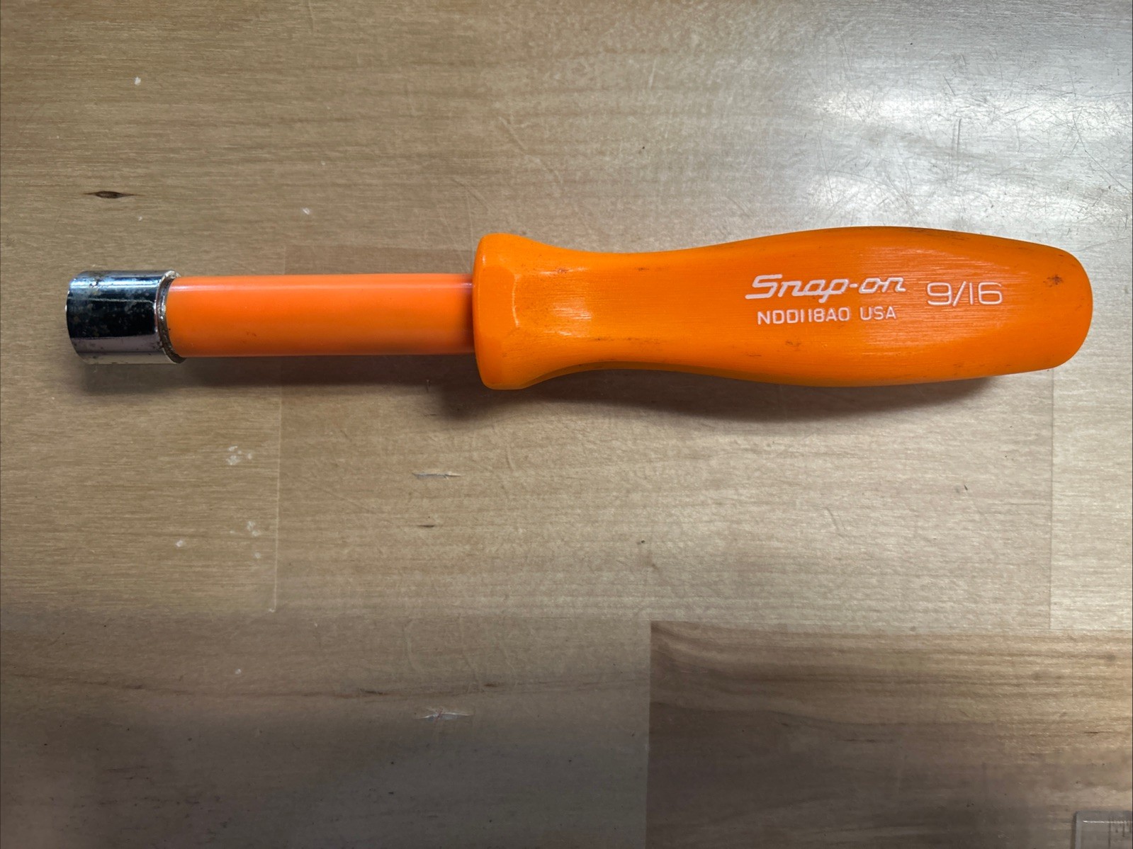 Snap On Tools NDD118AO SAE 6 point 9/16″ Nut Driver USA Orange Handle S-3