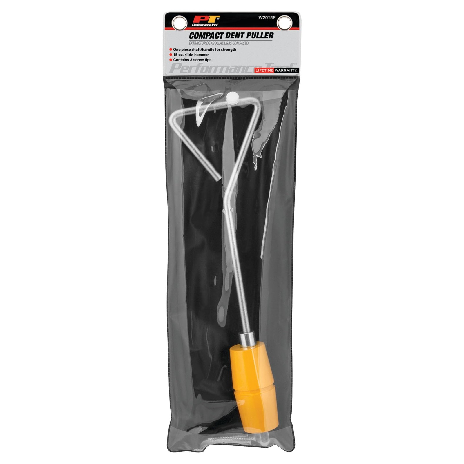 Performance Tool W2015P 15 oz Slide Hammer with 3 Compact Dent Puller, Yellow