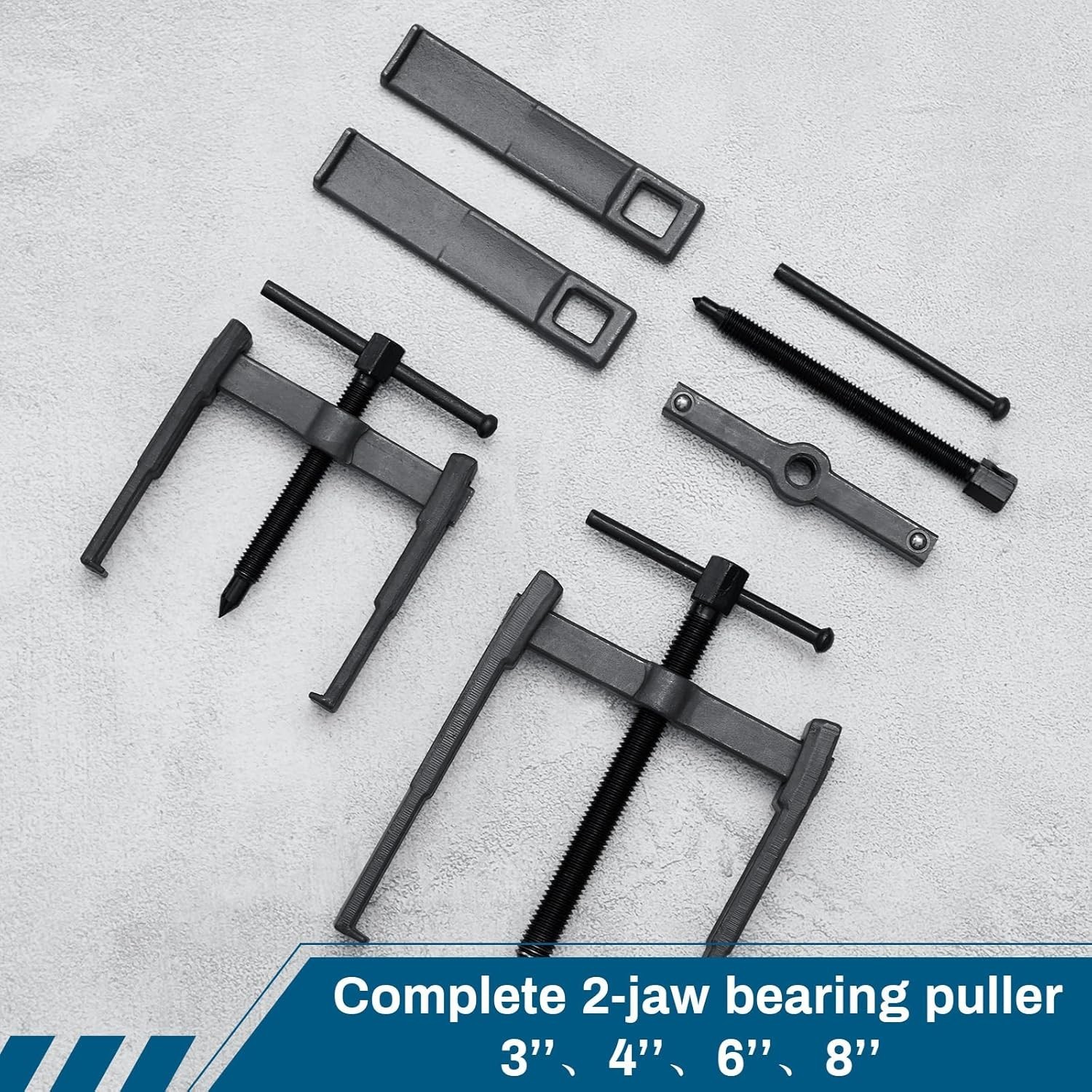 4 Pcs 2 Jaw Gear Puller Set Steel Removal Tool Adjustable for Pulleys Flywhee