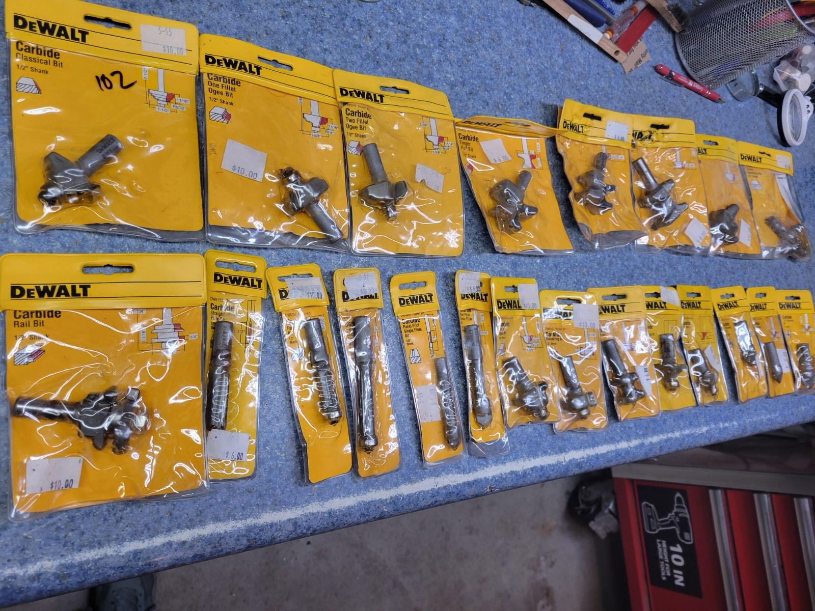 Dewalt USA NOS 22-Piece 3/8″ and 1/2″ Shank High Quality Carbide Router Bit Lot
