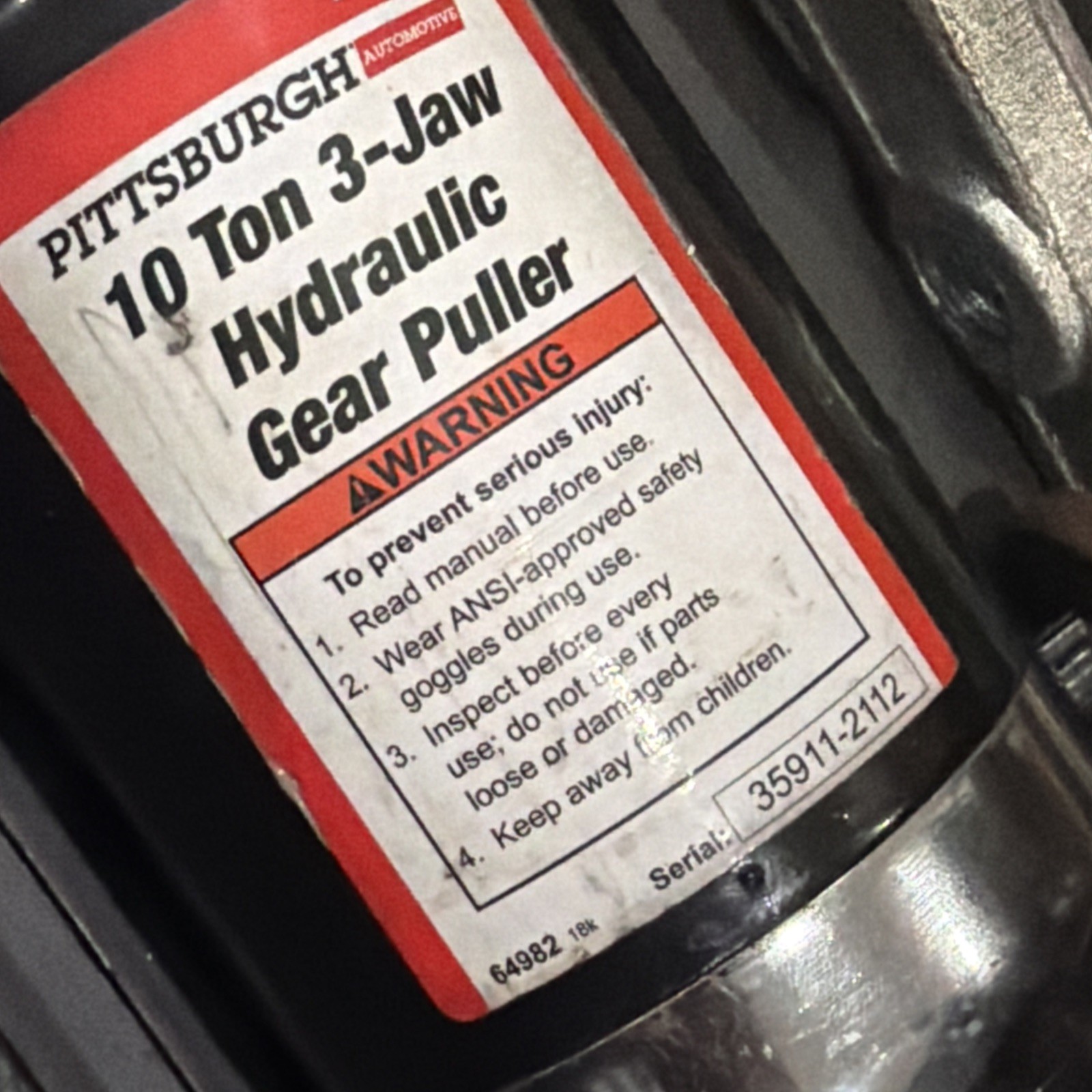 Pittsburg Automotive 10 Ton 3-Jaw Hydraulic Gear Puller