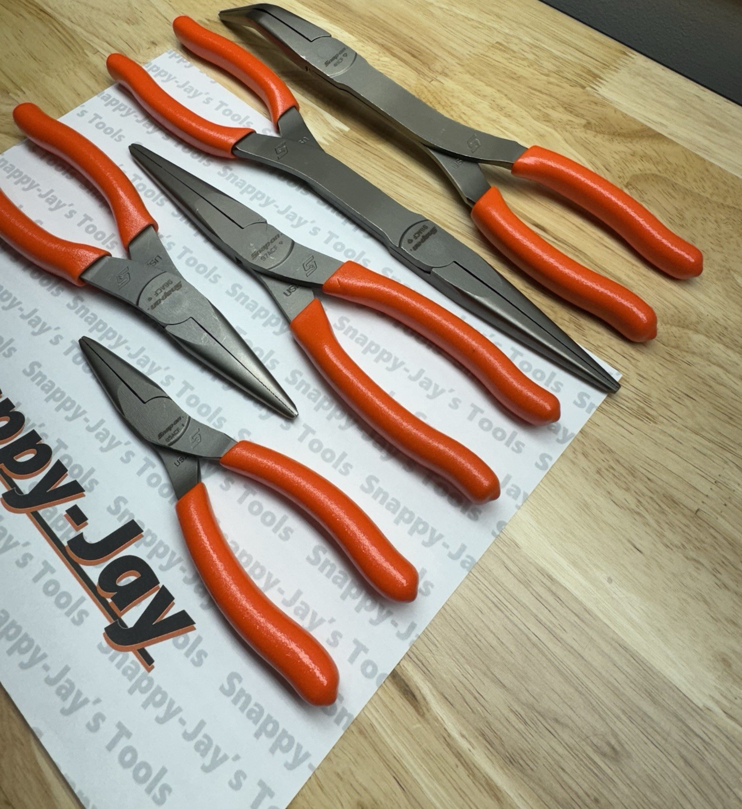 Snap-on Tools USA NEW 5pc ORANGE Talon Grip Needle Nose Plier Set LONGNOSE5O