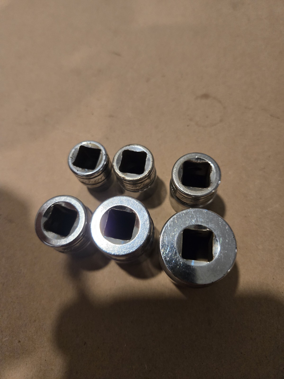 Snap On 3/8 Drive 3/8,1/2,9/16,5/8,11/16,13/16 12PT SAE Shallow Chrome Sockets