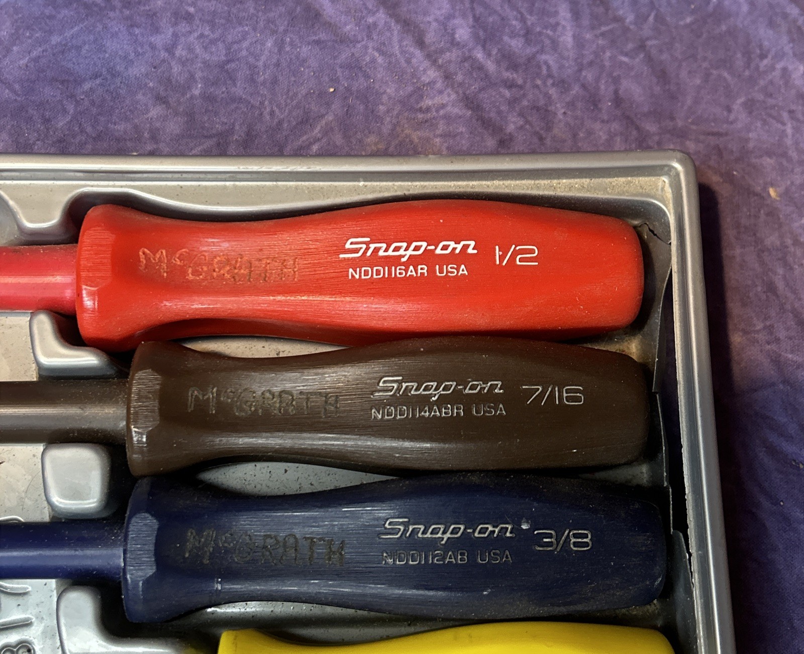 Snap On PAK431700 7 Piece Insulated Nut Driver Set SAE 1/8-1/2 Inch Made In USA