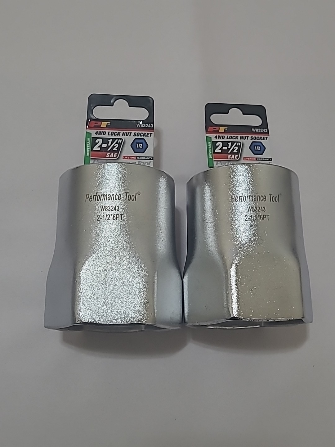 2× Performance Tool W83243 2 1/2 Inch 6PT 4WD Lock But Socket . Free Shipping .