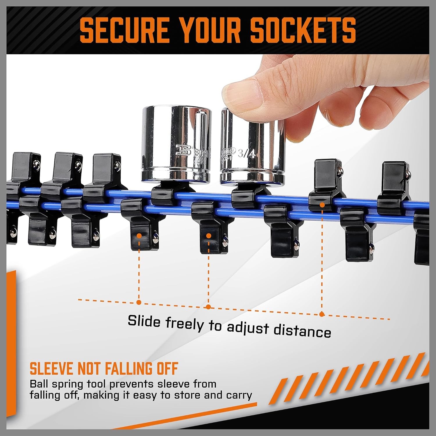 6Pcs Double Sided Socket Organizer, 1/4-Inch, 3/8-Inch, 1/2-Inch