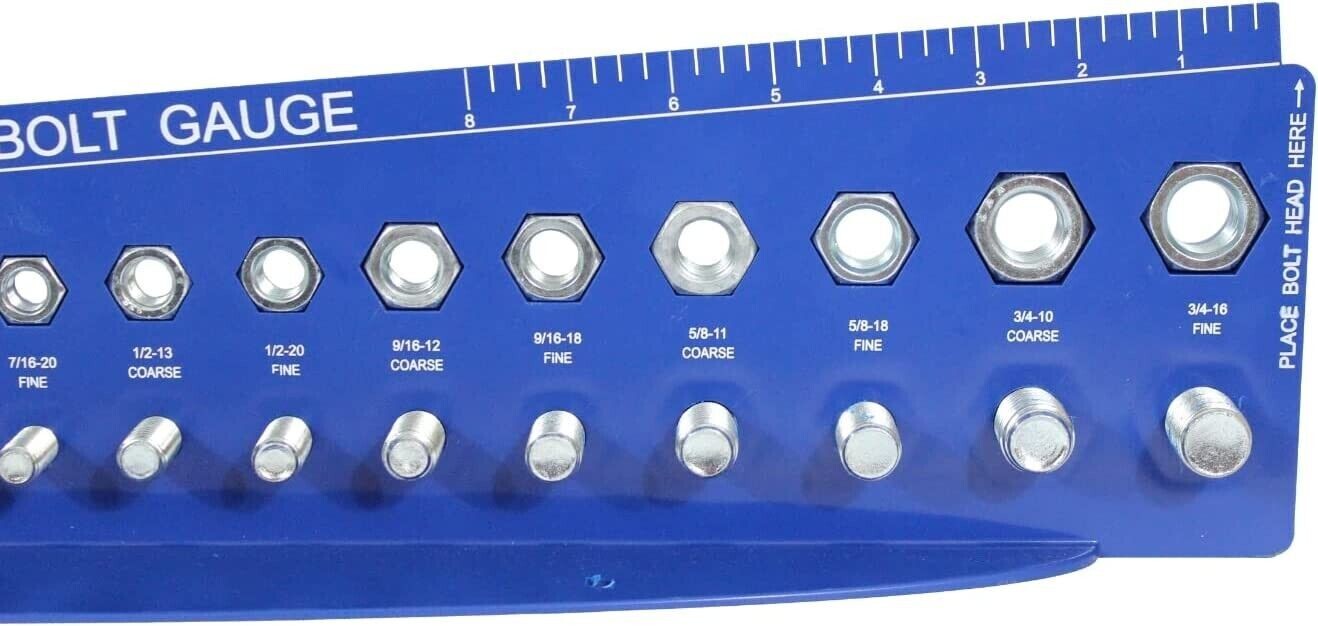 Nut Bolt Thread Checker Hole Gauge SAE Metric Garage Car Tractor Mechanical Shop
