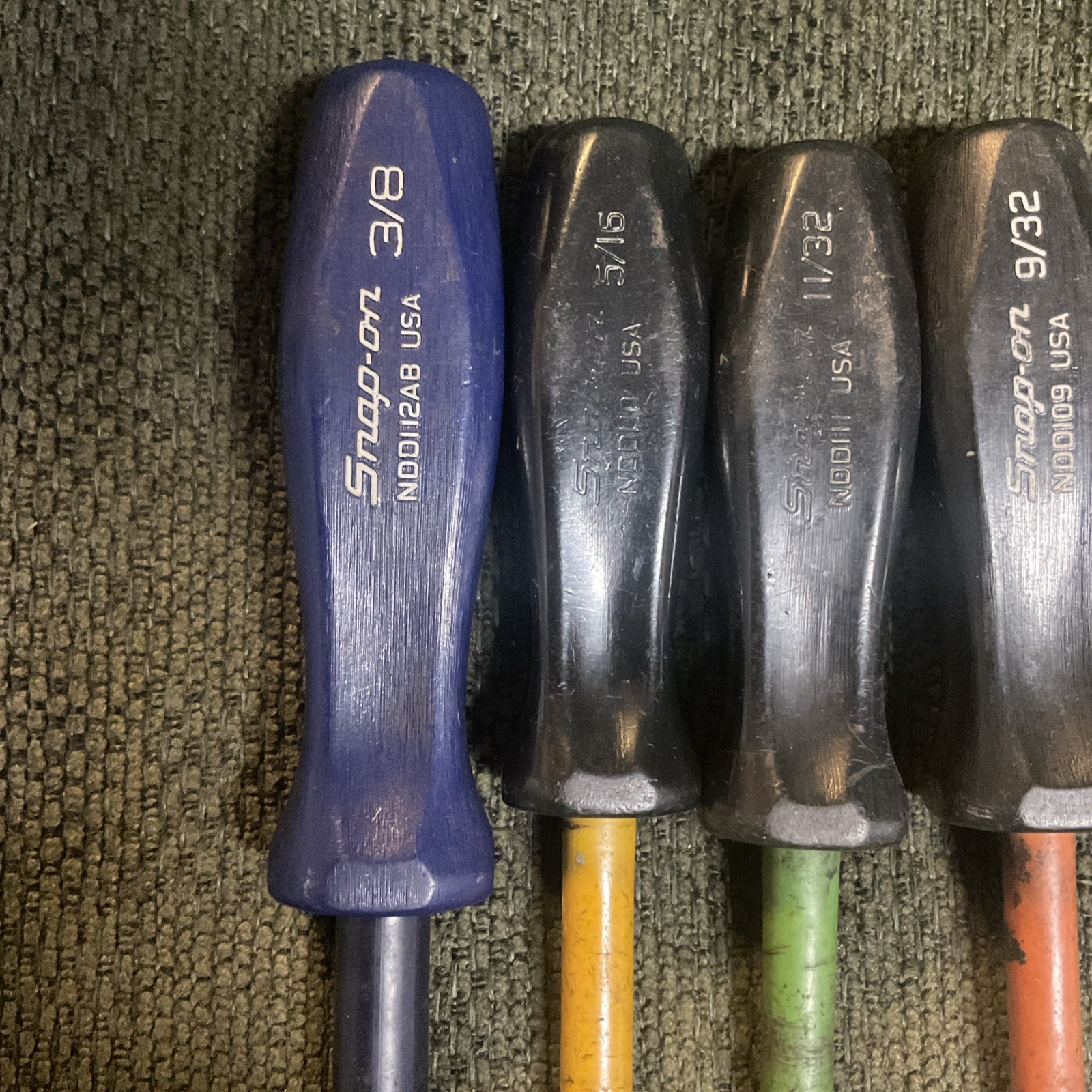 Snap On 6 SAE Nut Driver Nut Drivers 3/8” 9/32” 5/16” 3/16” 9/32” 11/32”