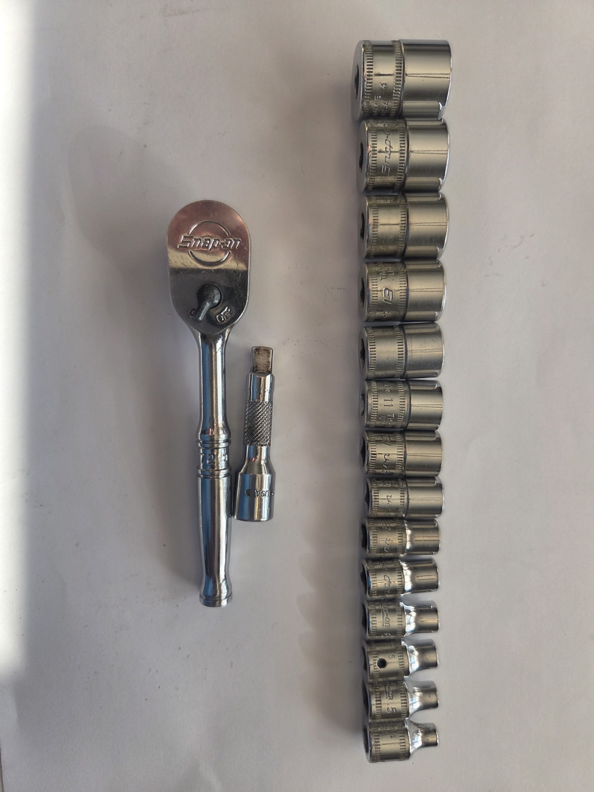 Snap On 16 Piece METRIC 1/4″ Drive Shallow 6 Point Socket Set Ratchet 4 TO 16MM