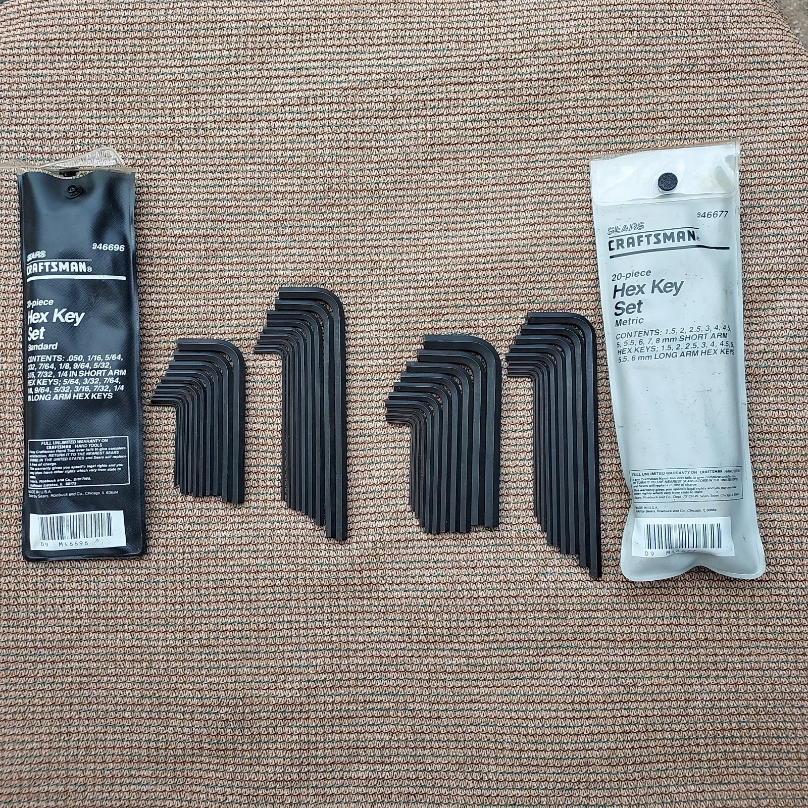 Vintage 40 pc Craftsman 46677 Metric 46696 SAE Set Screw Hex Key Allen – V – USA