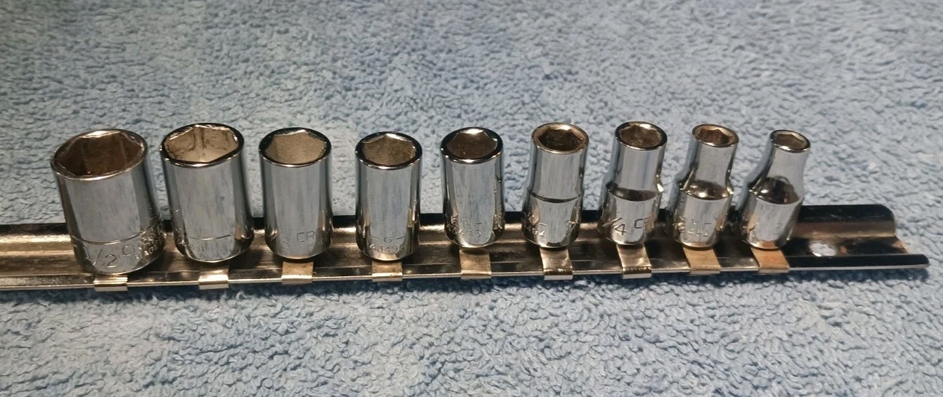 Craftsman 1/4″ Dr. SAE Chrome 9 PC. Socket Set 3/16″-1/2″ 6pt, See Description