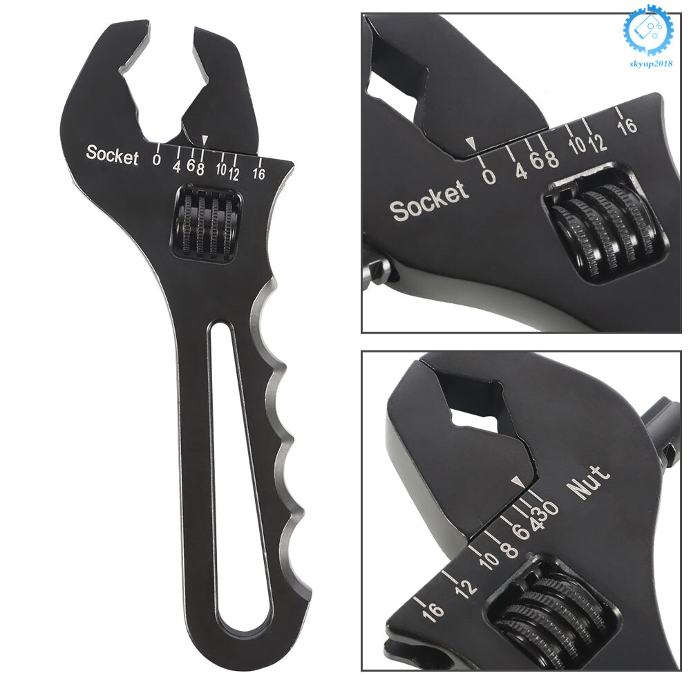 Black Adjustable Wrench Aluminum Tool Spanner for Hose End Fitting 3AN-16AN