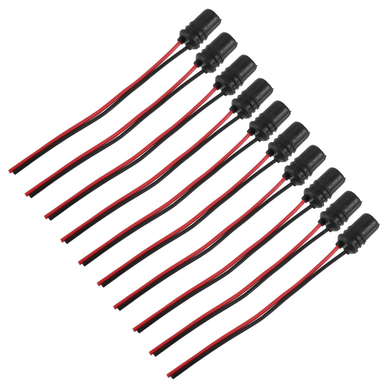 X AUTOHAUX 10pcs Car T10 194 Round Pre Wired Harness Female 5.51″, Black