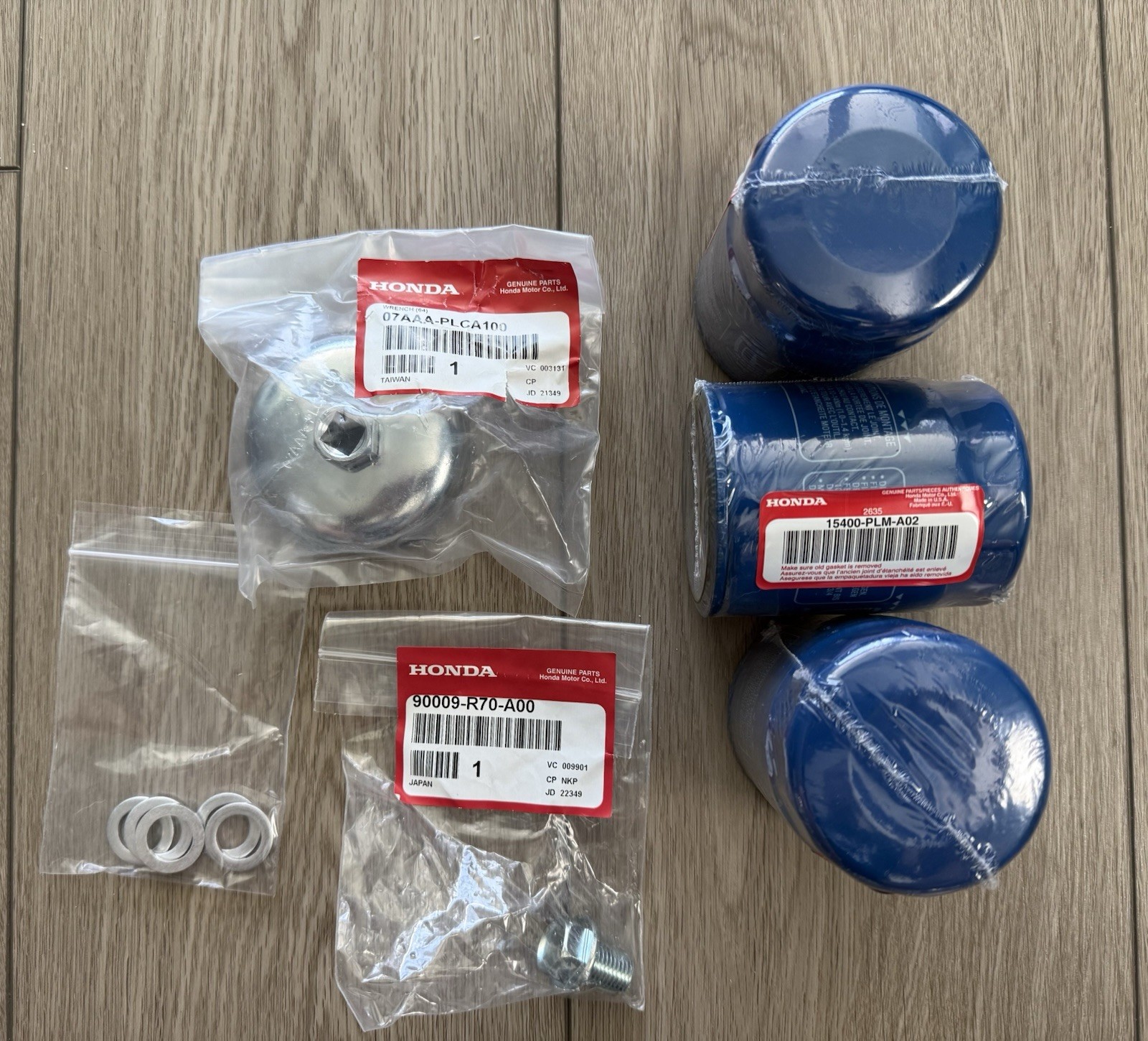 GENUINE HONDA ACURA OIL FILTER WRENCH 65MM 07AAA-PLCA100 & 3 FILTERS 154-PLM-A02