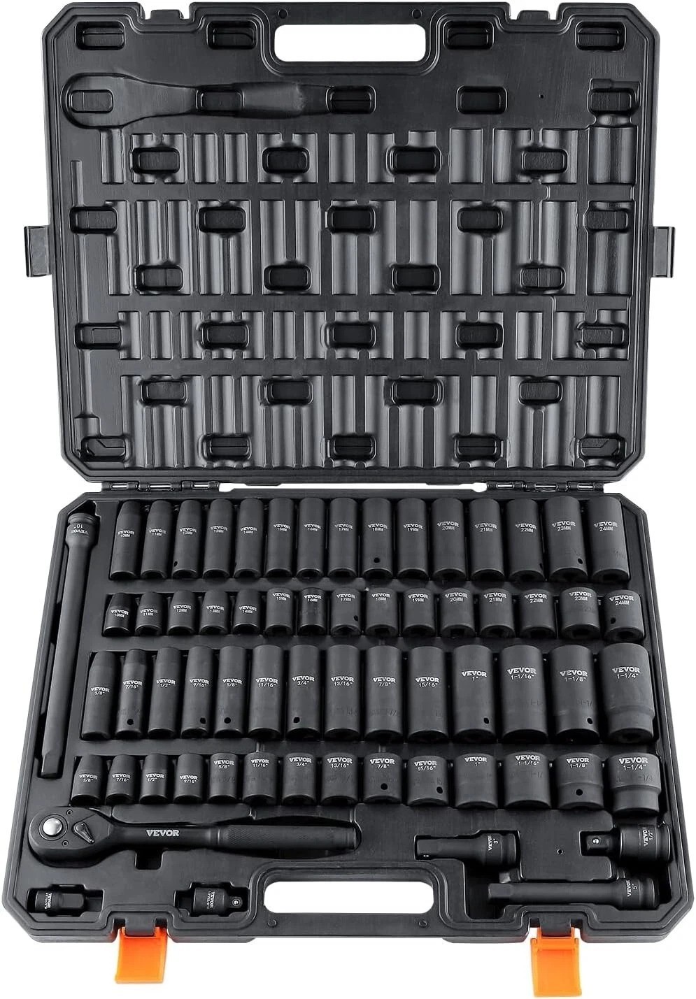 Professional 65-Piece Impact Socket Set in Durable Toolbox – SAE & Metric Range