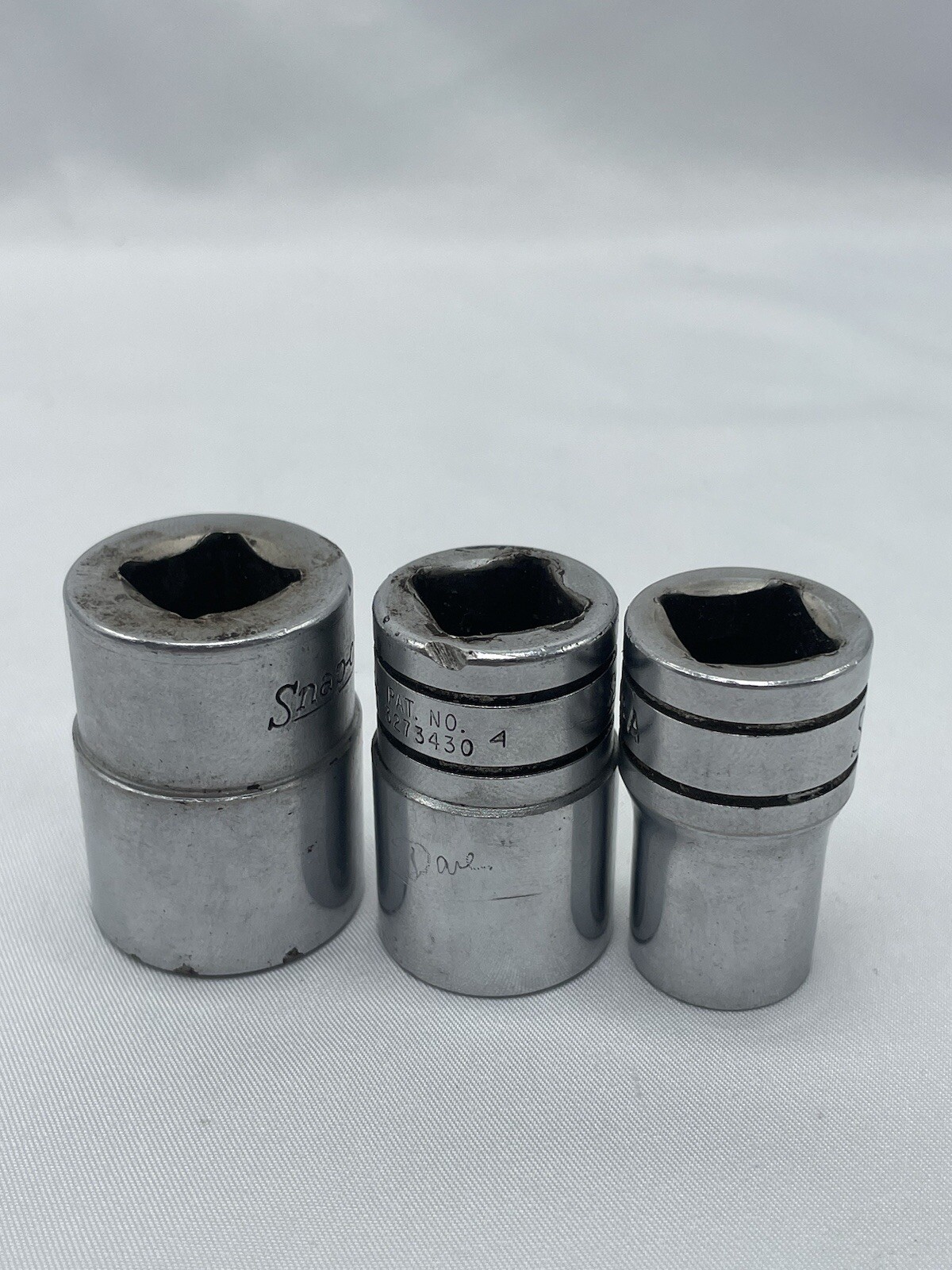 VTG Lot of 3 Snap On Sockets 11/16 SW221, 13/16 SV261 & 3/8 SW412