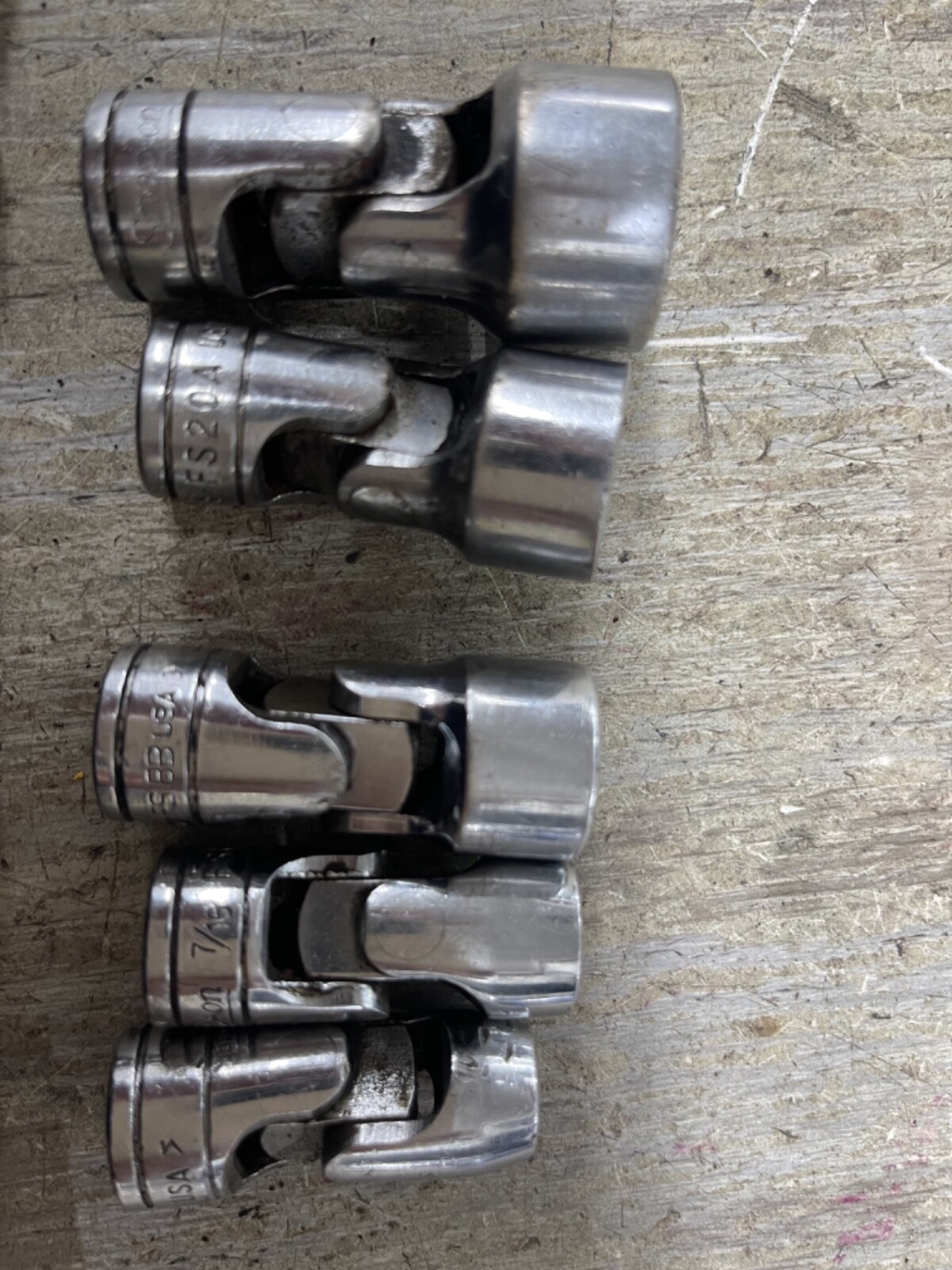 5PC Snap On 6PT 3/8″ Drive 6-Point Swivel Socket FS14A FS12A FS18B FS20A FS24