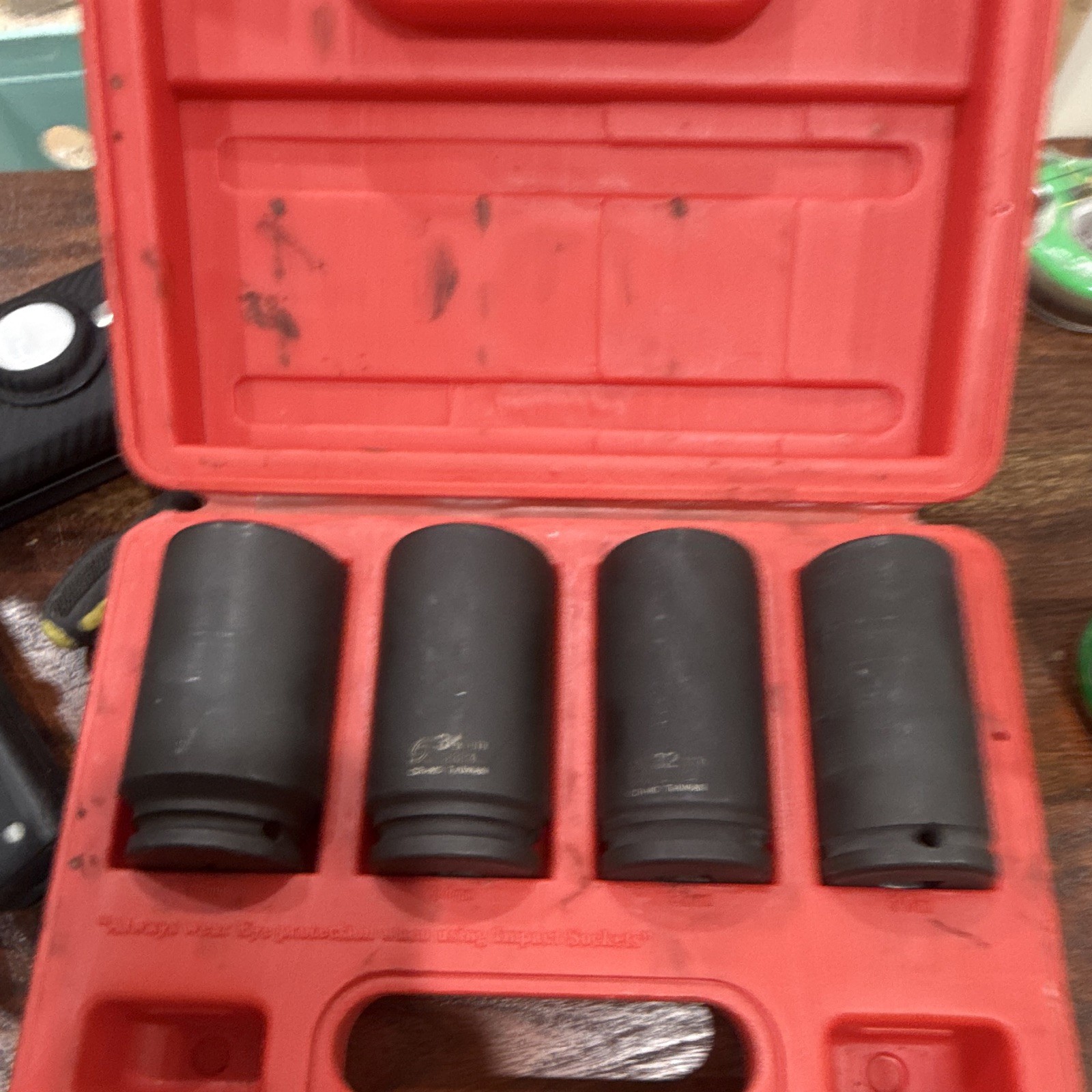 Sunex 2838 1/2″ Drive 4pc Metric Deep Spindle Nut Impact Socket Set