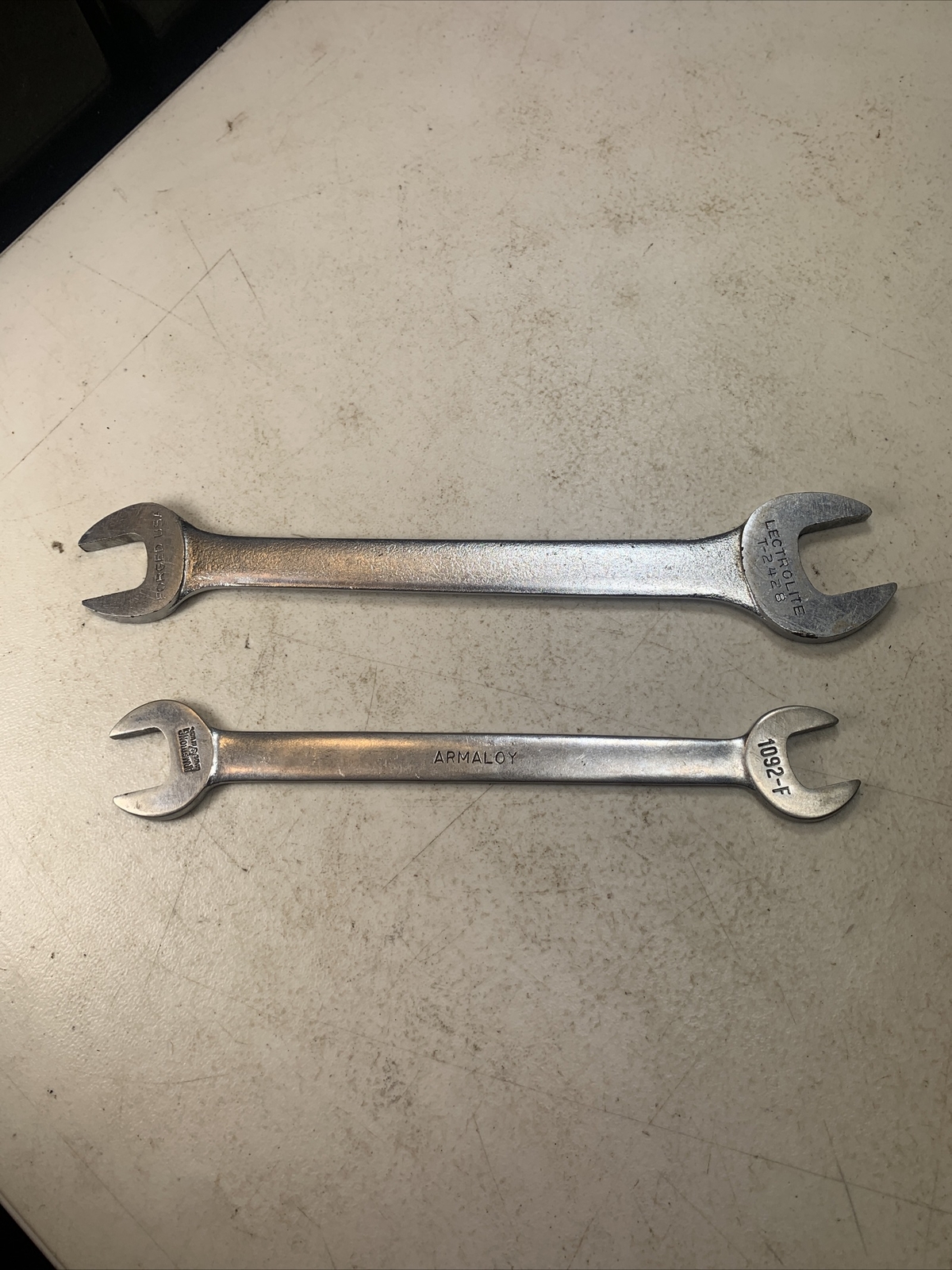 LECTROLITE & ARMSTRONG TOOLS- Lot of 2 Thin Line Tappet Wrenches T-2428 & 1092-F