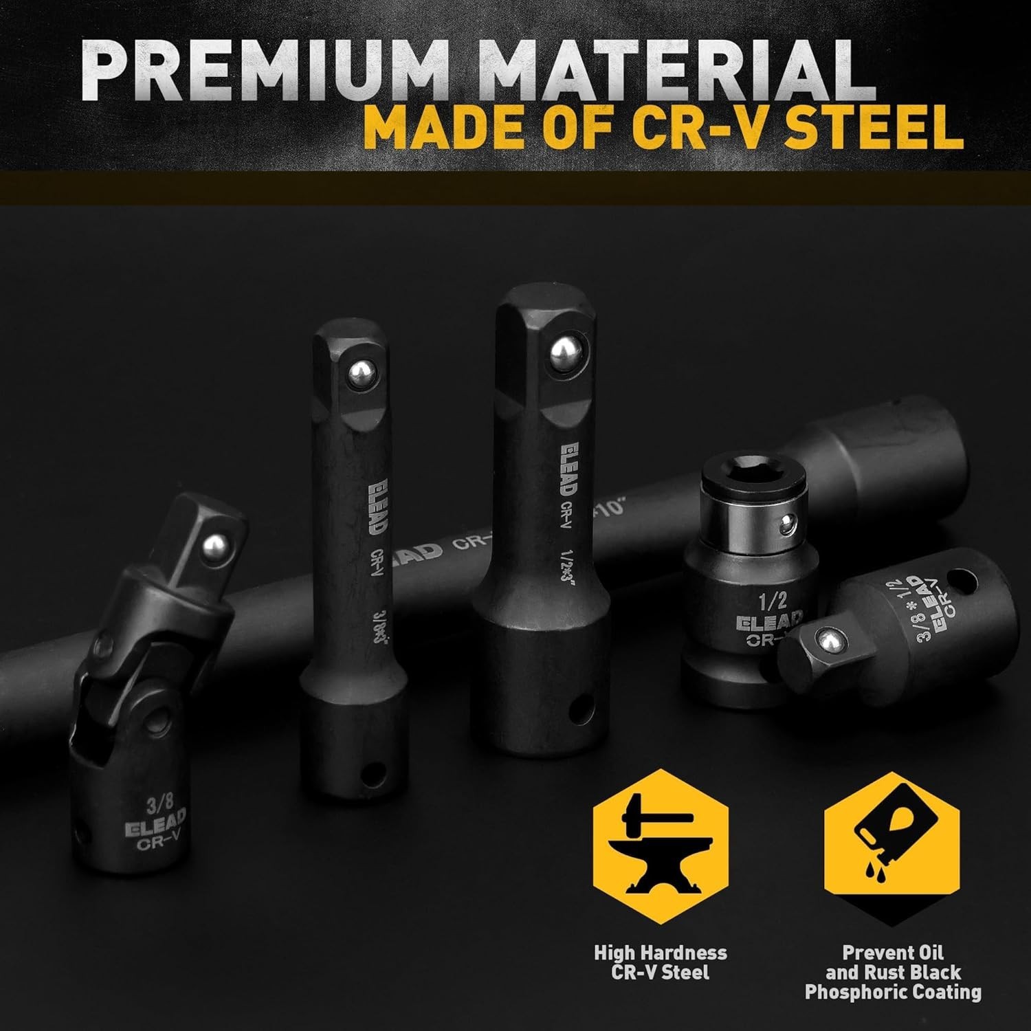 Professional 18-Piece Impact Socket Extension Set with Easy-Access Storage Case