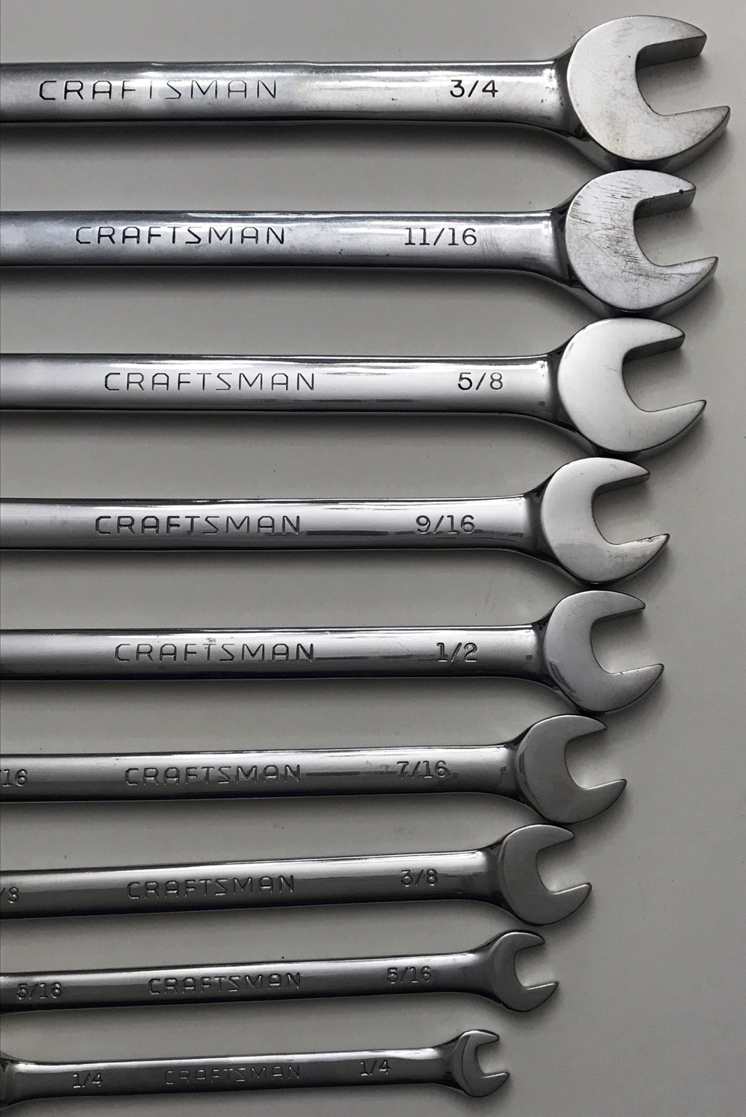 Craftsman Combination Ratchet End Long Wrench Set SAE 3/4″- 1/4” 45660-67, 39230