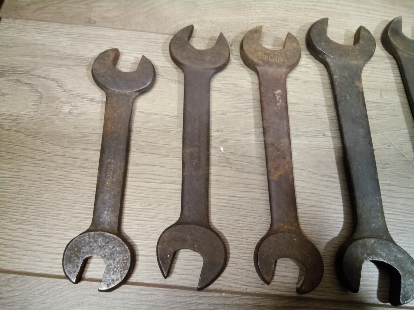 7 LARGE VINTAGE DOUBLE OPEN ENDED SPANNER WRENCHES BILLINGS, FAIRMOUNT, OTHERS