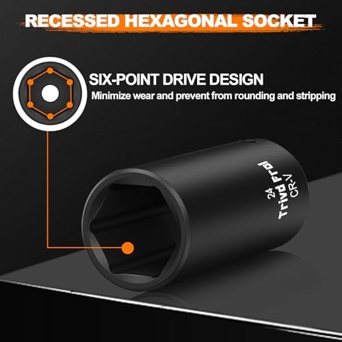26-Piece Metric Impact Socket Set 1/2″ Drive, Deep Sockets 10mm-36mm, Cr-V Steel