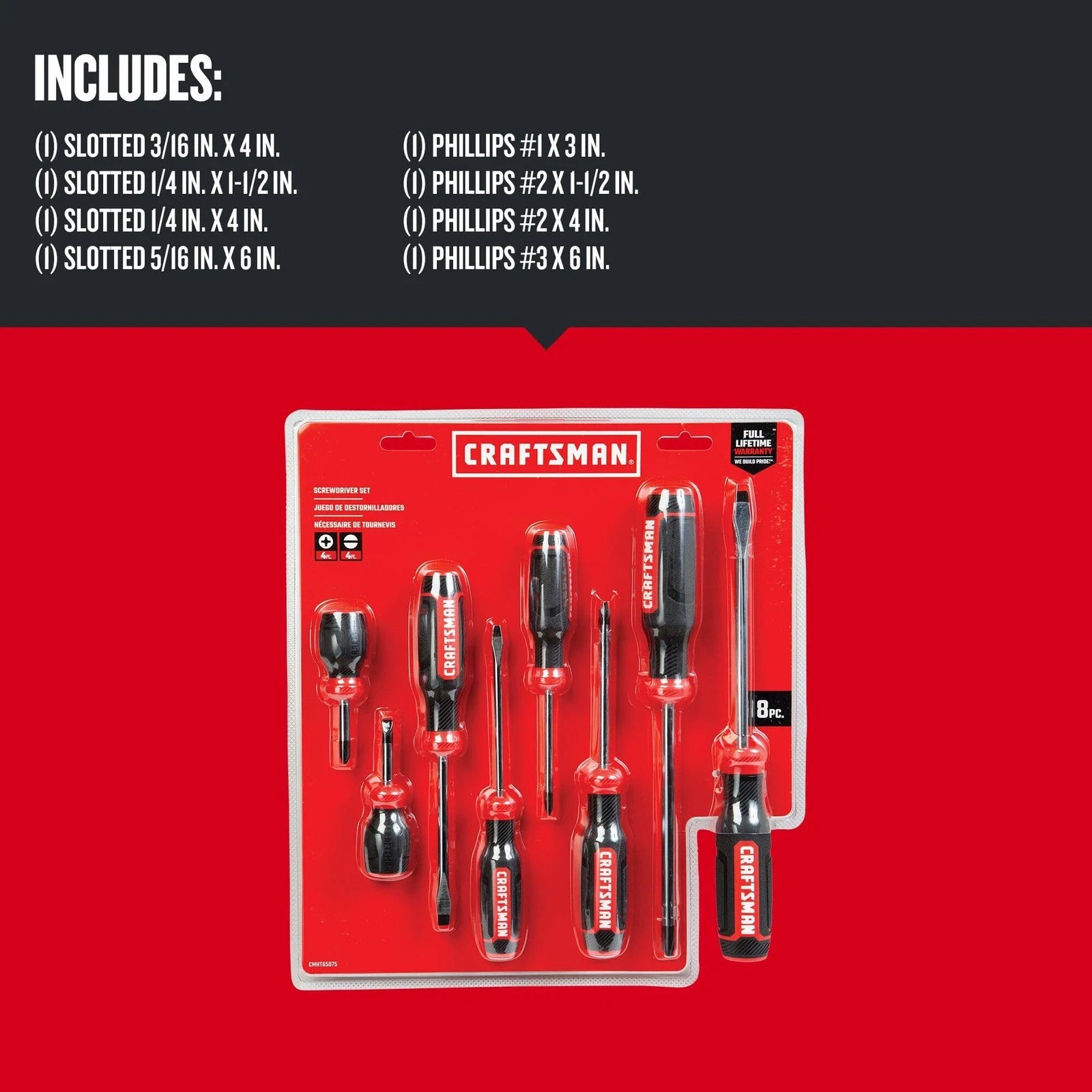 Craftsman 8 pc Phillips/Slotted Screwdriver Set Home Tool Automotive