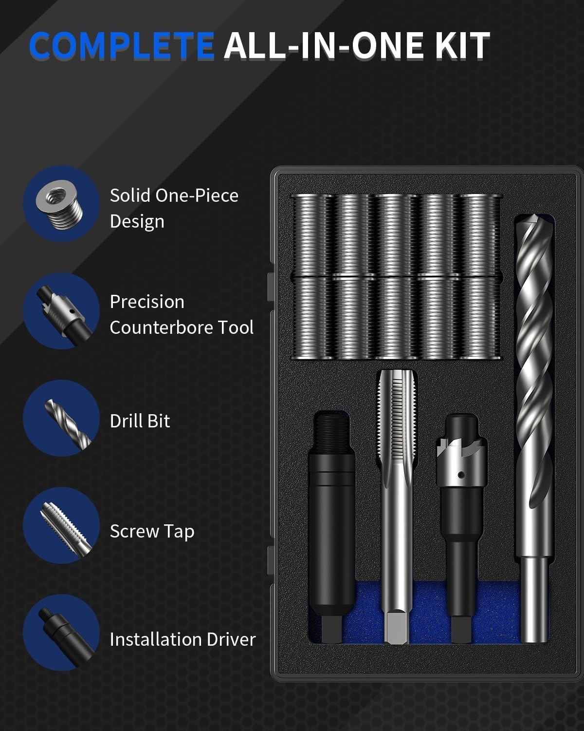 Complete M11x1.25 Metric Thread Restoration Set, 10 Inserts