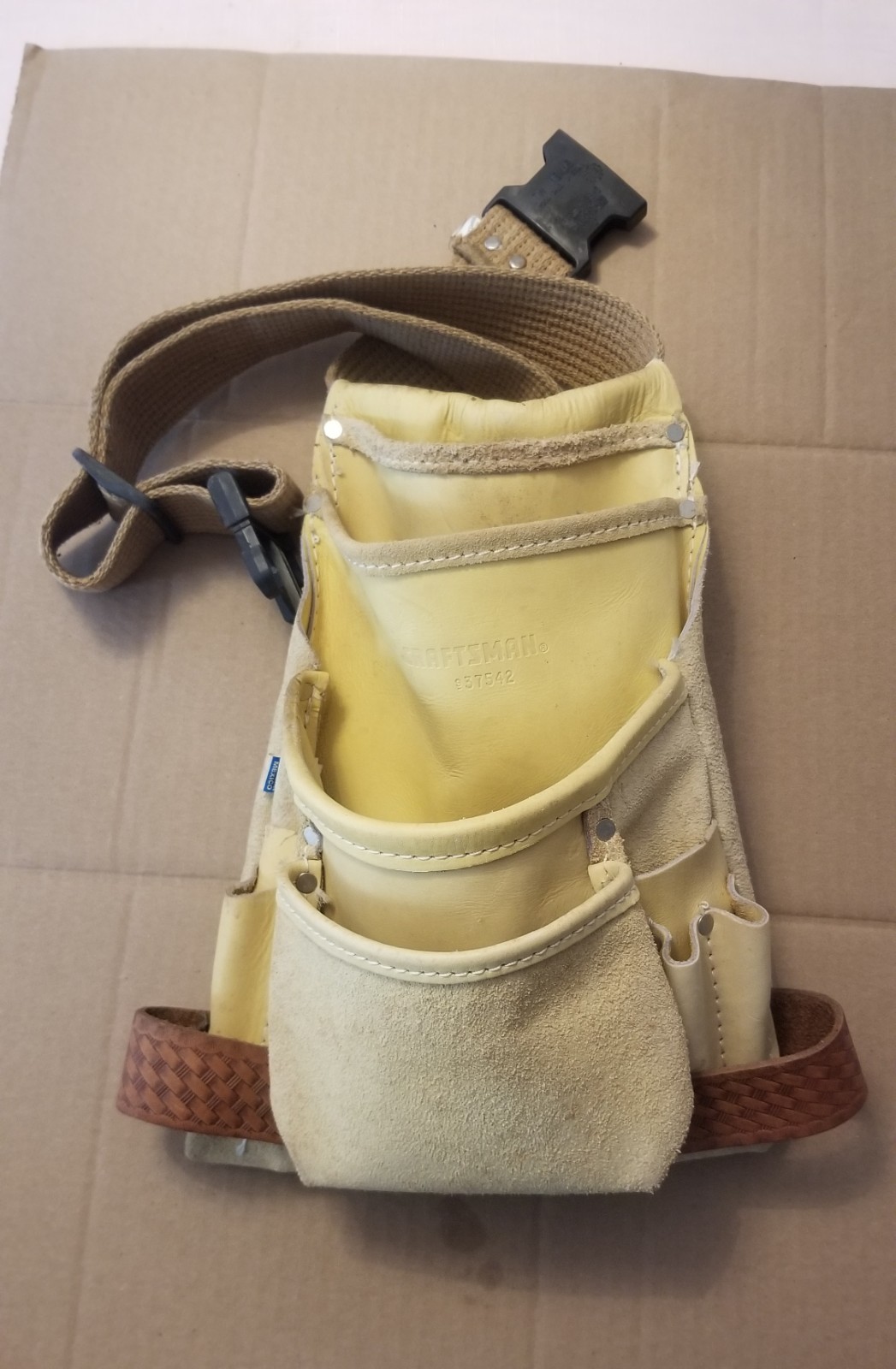 Vintage Craftsman 9_37542 Leather Utility Nail Tool Bag , VGC