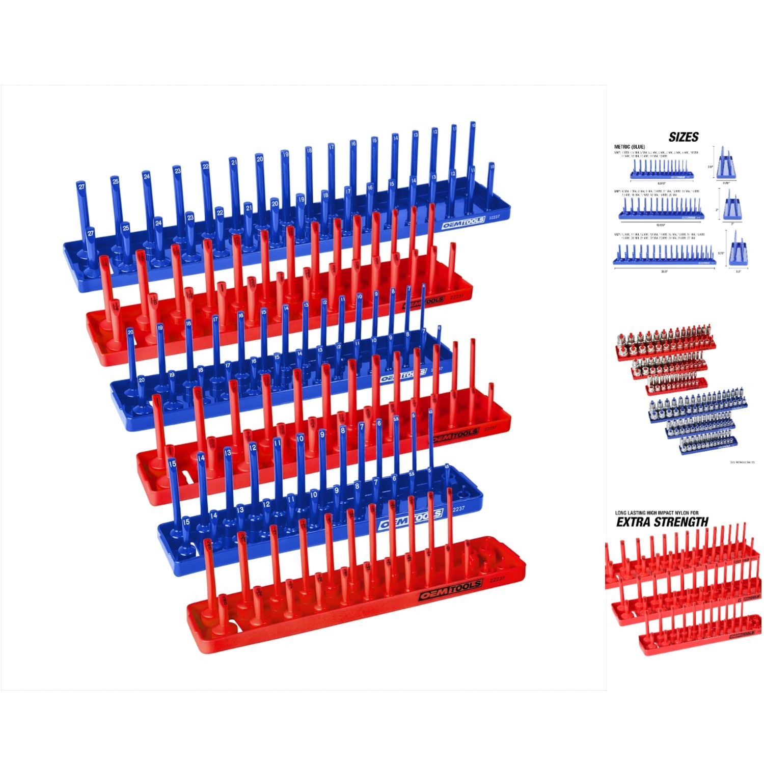 Elegant 6-Piece SAE & Metric Socket Tray Set – Organize Your Toolbox with Ease