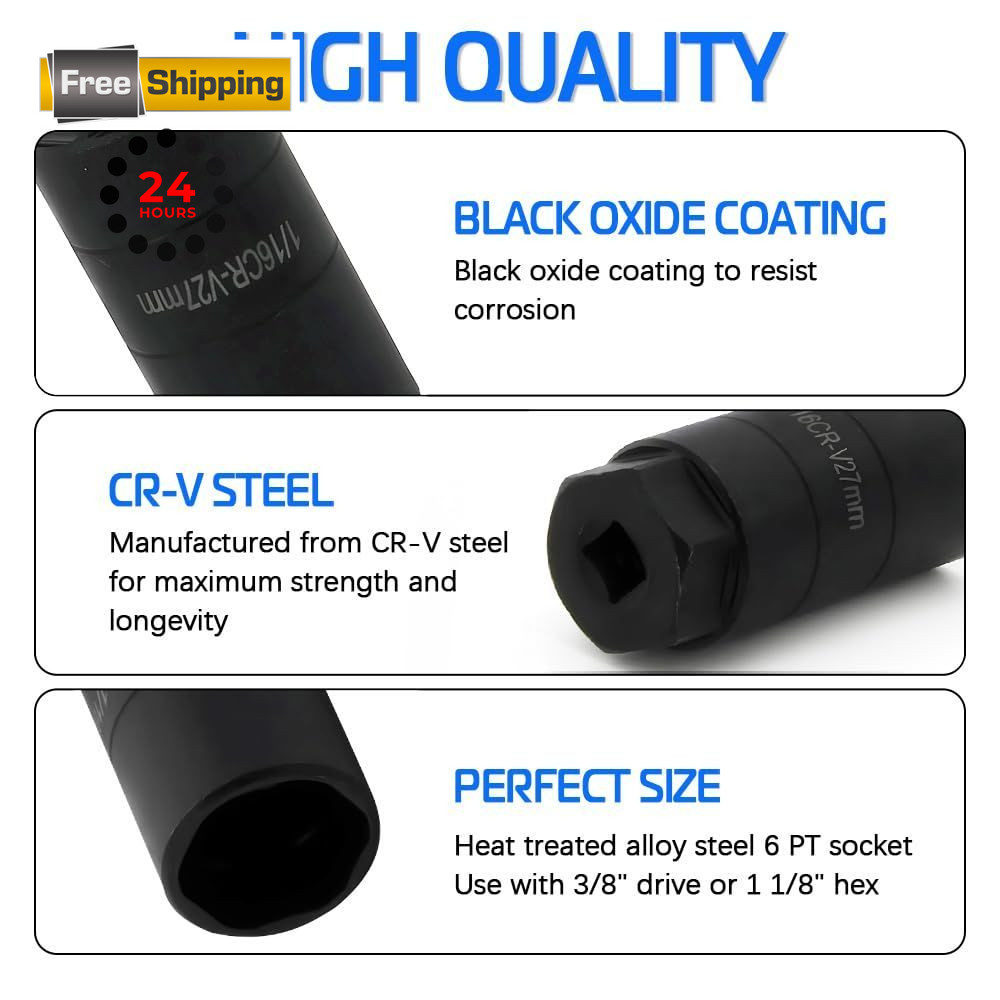A ABIGAIL Oil Pressure Switch Socket, 1 1/16» x up to Onesize, Black
