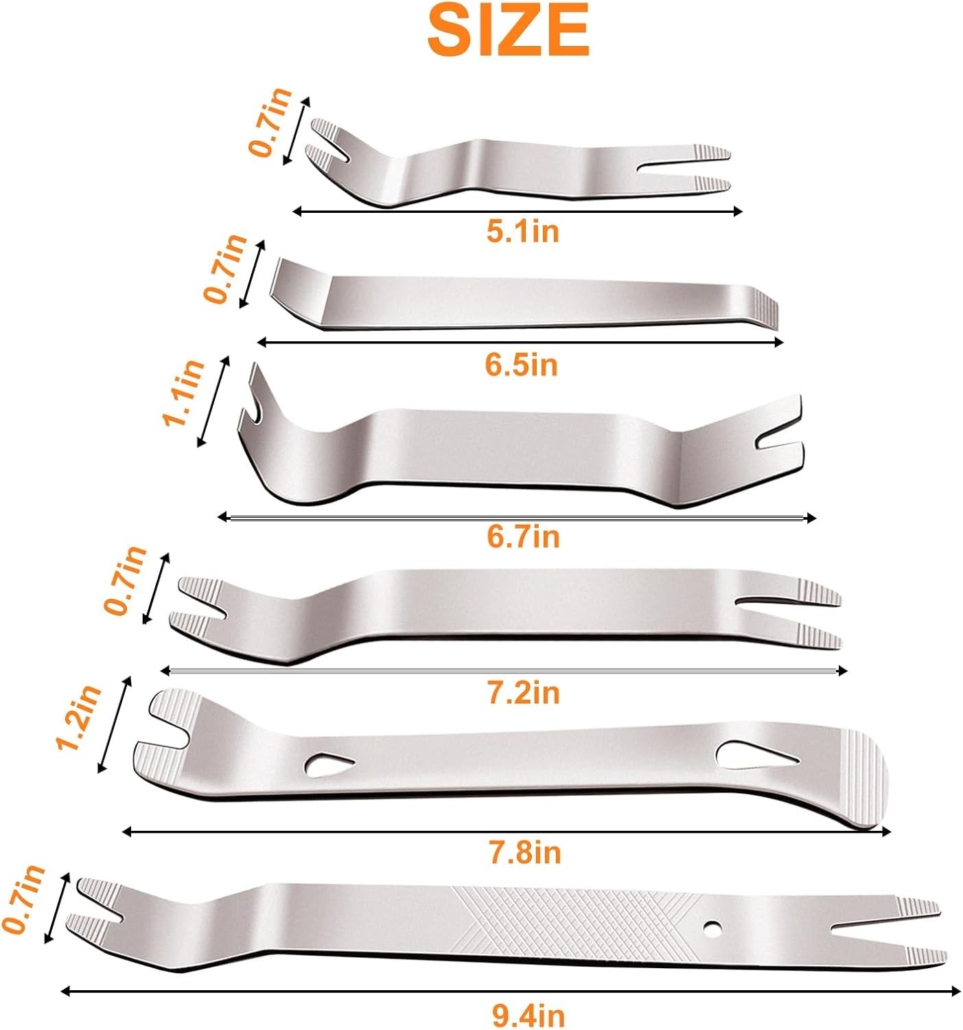 6pcs Metal Trim Removal Tool, Auto Pry Tool Kit Trim Removal Tool Set for Vehicl