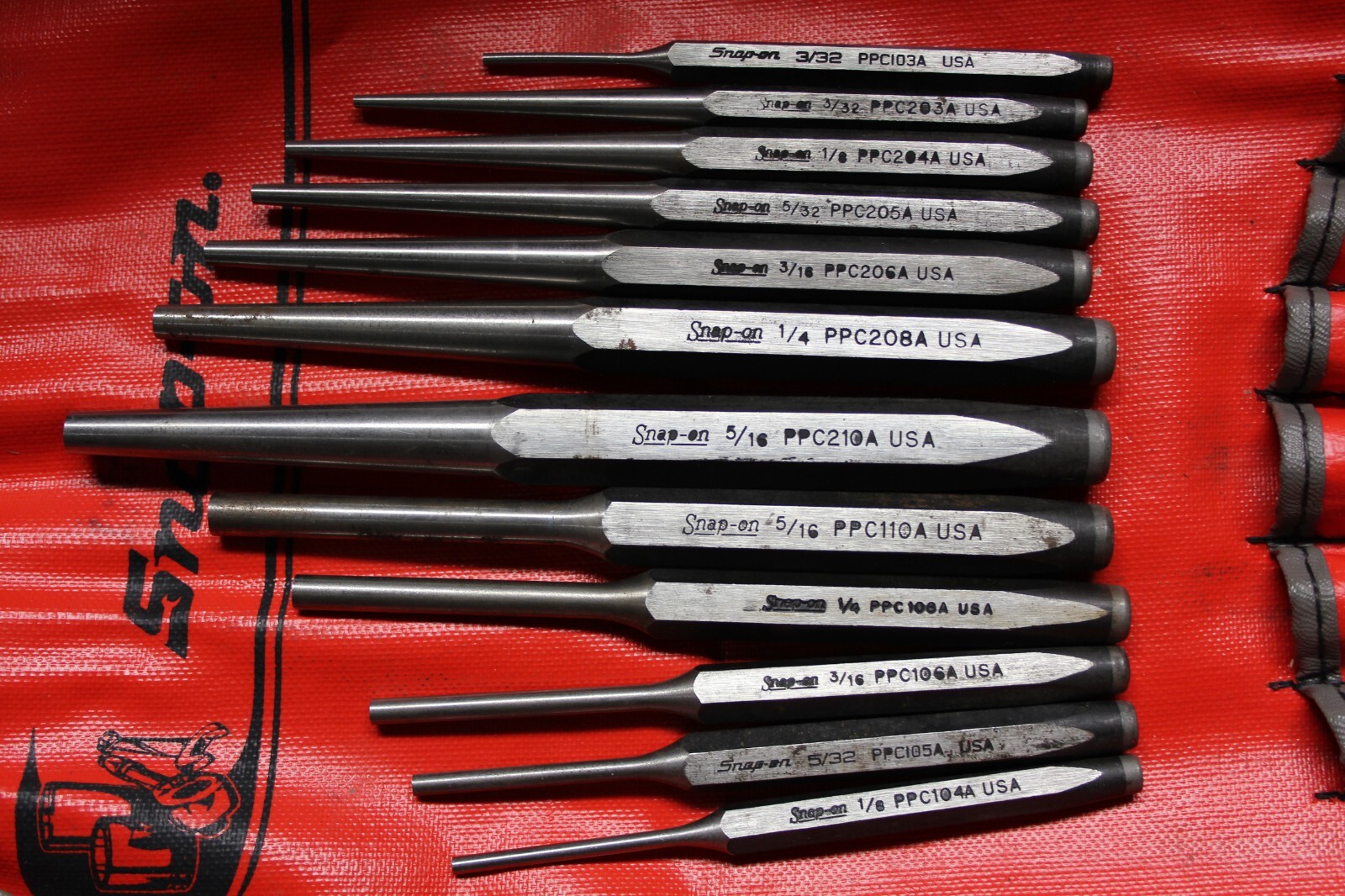 SNAP-ON TOOLS 12 pc Pin and Starter Punch Set C-123 KIT USA