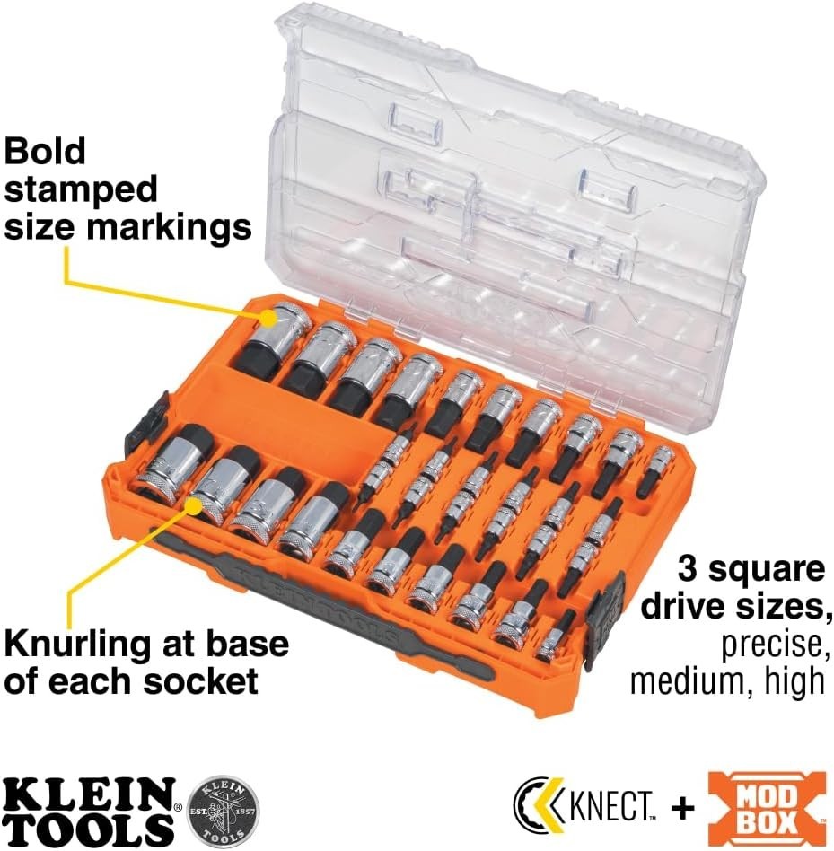Efficient 33-Piece Hex Bit Socket Set with Enhanced Grip & Modular Case Design