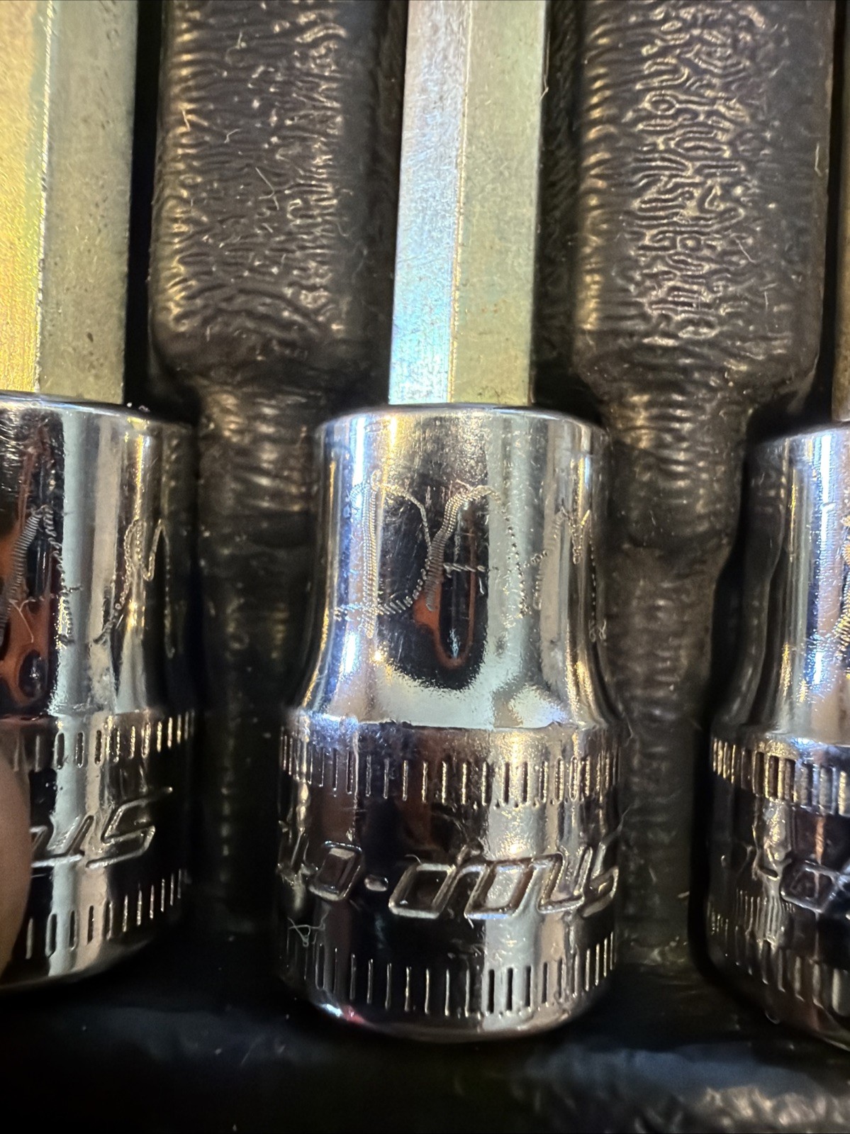 Snap-on 6pc 4mm-10mm Metric Long Hex Bit Socket Set 3/8 Dr 206EFABLM ENGRAVED