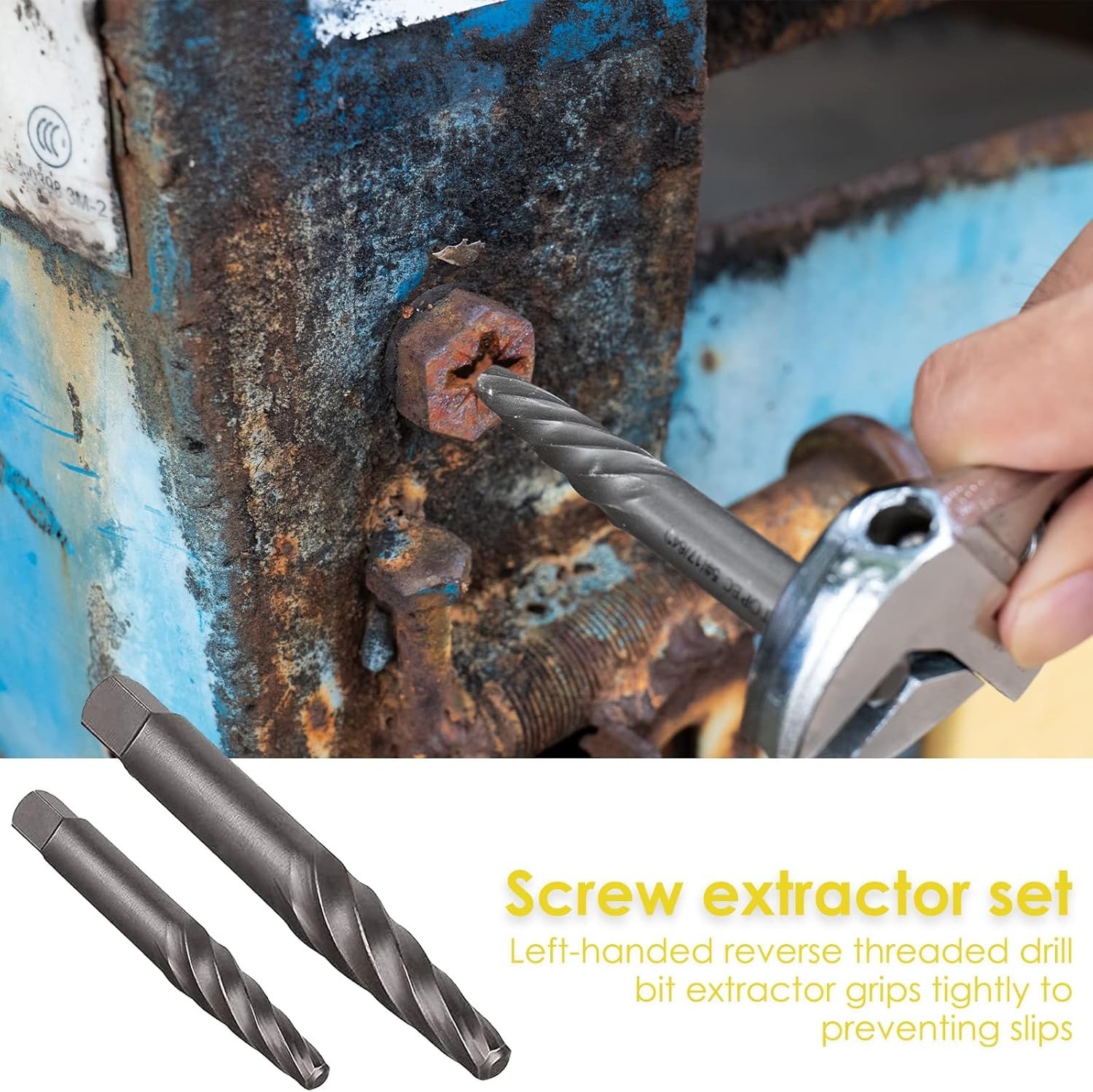 Efficient 9-Piece Reverse Drill Extractor Set – Removes Broken Screws Easily